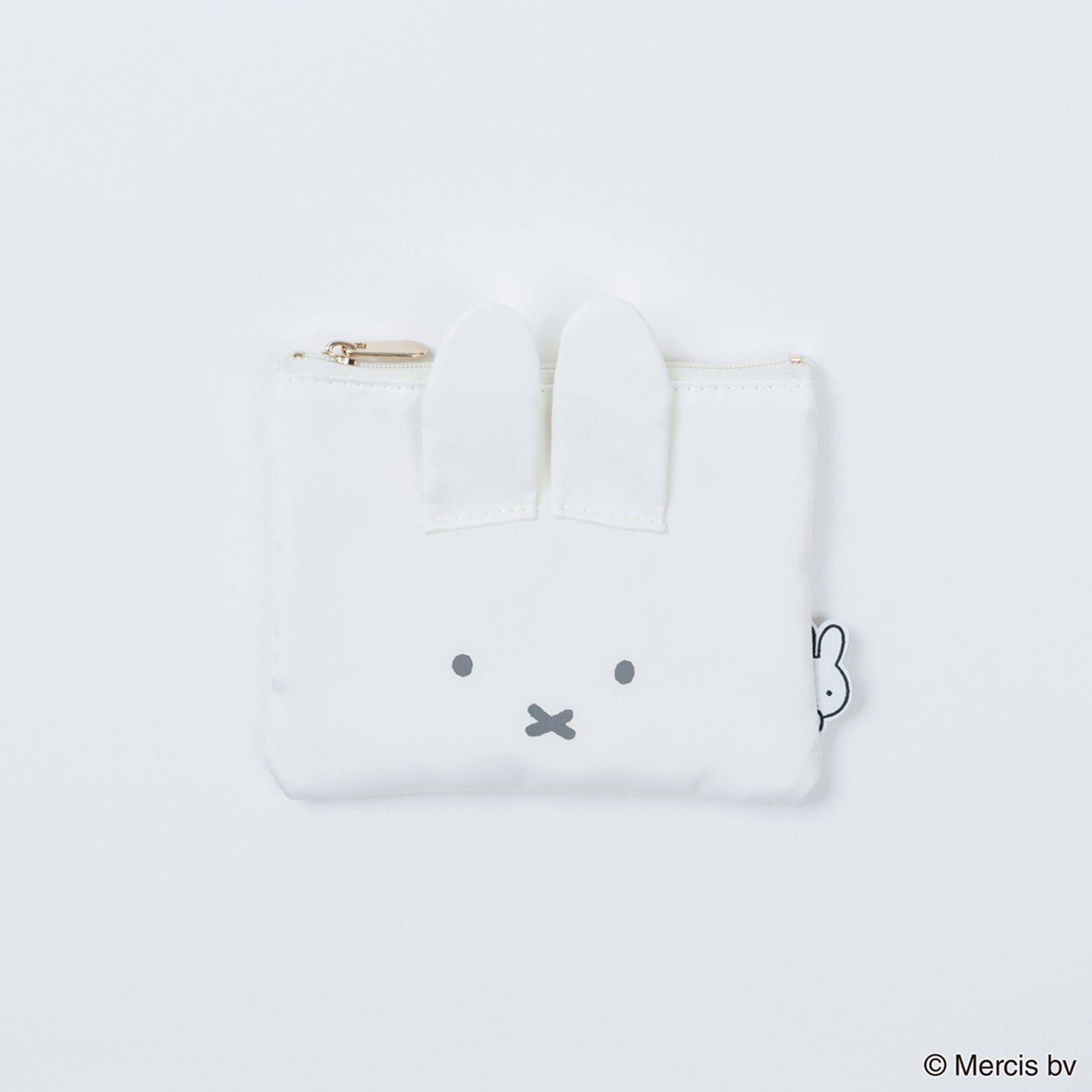 ミッフィー BASIC FACE ミニフラットポーチ アイボリー - 画像1