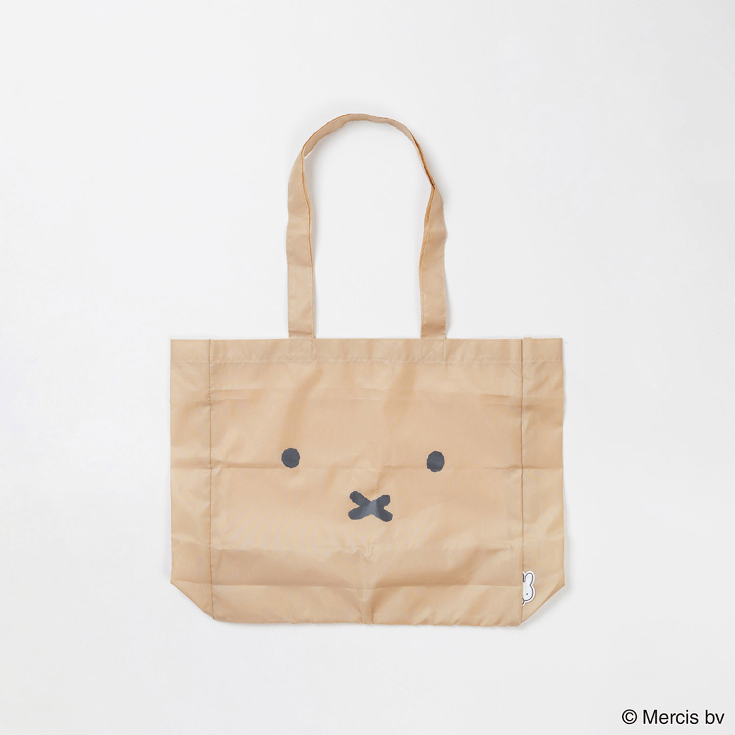ミッフィー BASIC FACE ショッピングバッグ M ベージュ - 画像1