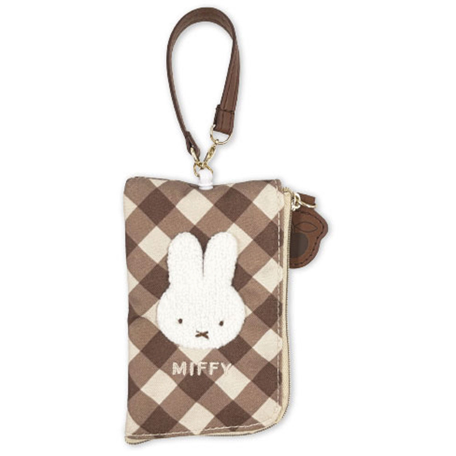ミッフィー ダイアゴナルチェックシリーズ キーパスポーチ ベージュ