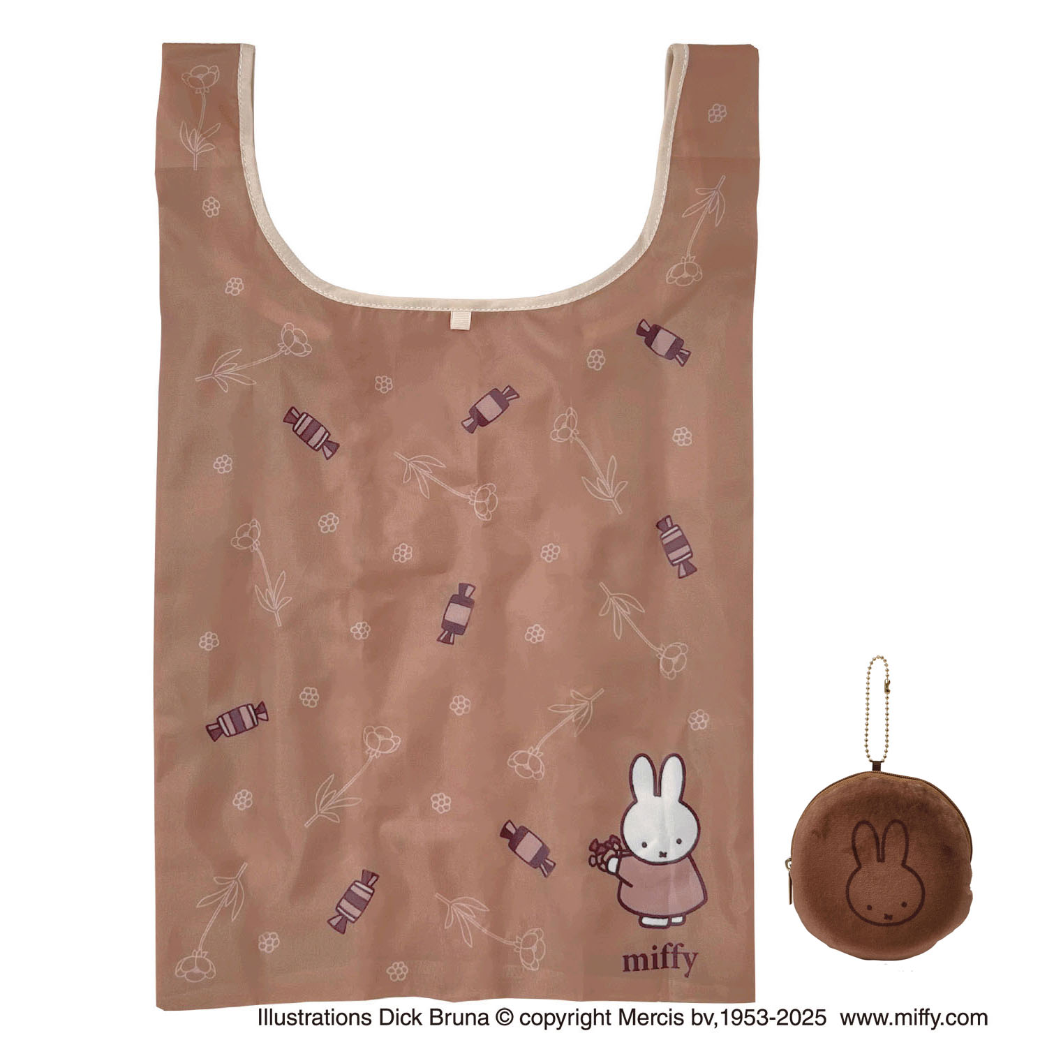 ミッフィー ポーチ付きエコバッグ チョコレート - 画像1
