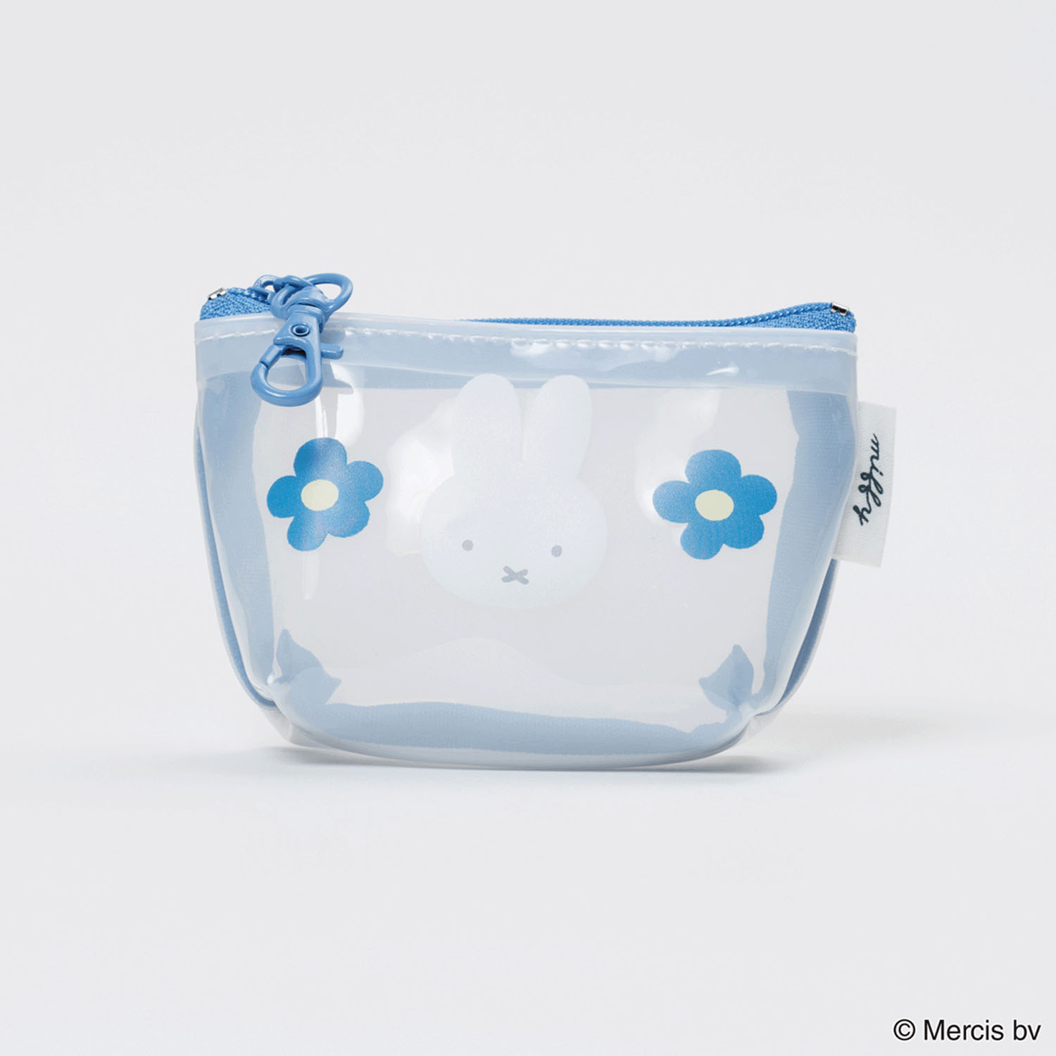 miffy PVCマイクロ台形ポーチ ブルー FACE FLOWER - 画像1