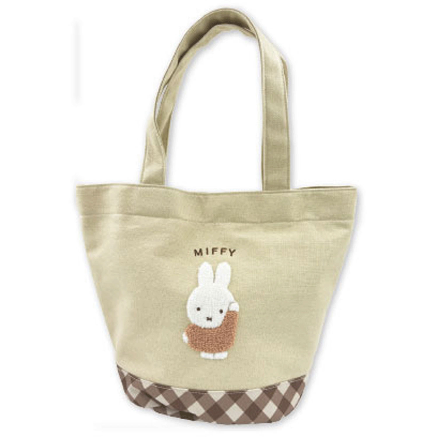 ミッフィー ダイアゴナルチェックシリーズ ミニトートバッグ ベージュ - 画像1