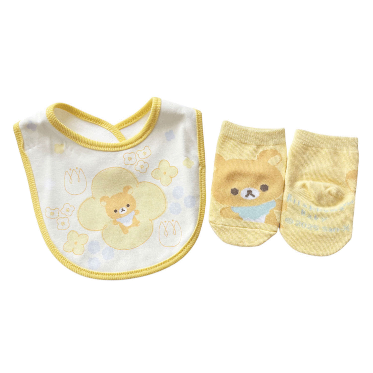 ビブとソックスのベビーセット リラックマ お花 イエロー