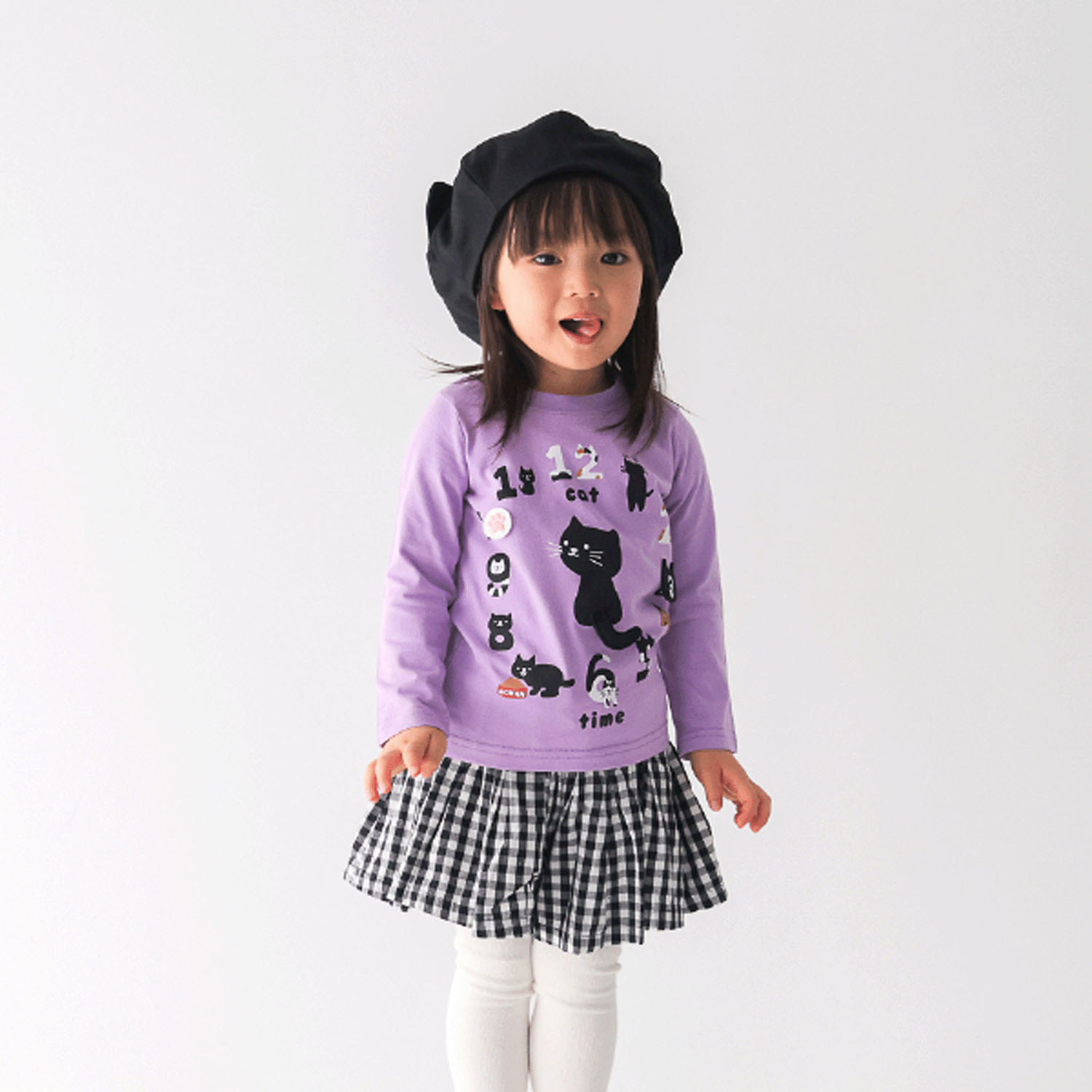 ねこ時計 ロングTシャツ - 画像2