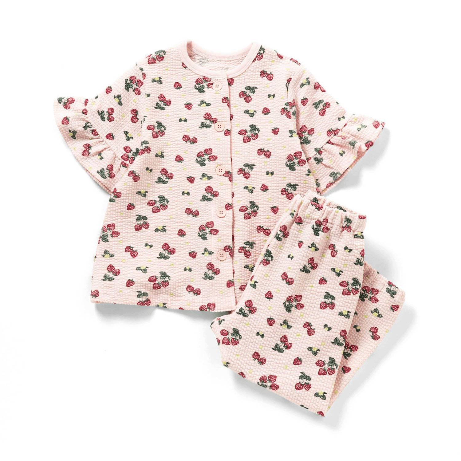 いちご総柄前開パジャマ - 画像1