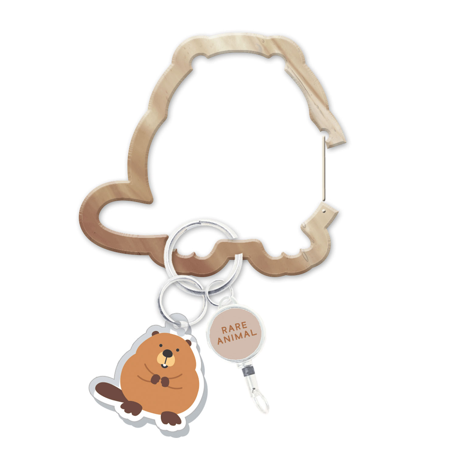 レアアニマル リール付きアクリルカラビナ ビーバー - 画像1