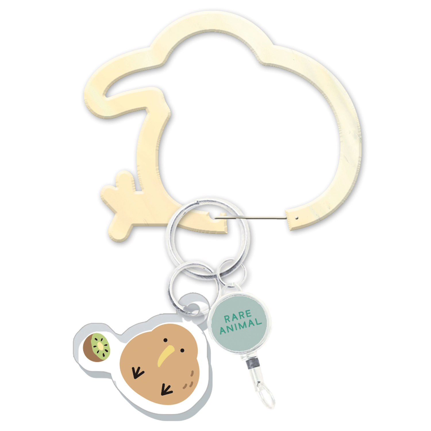 レアアニマル リール付きアクリルカラビナ キーウィ - 画像1