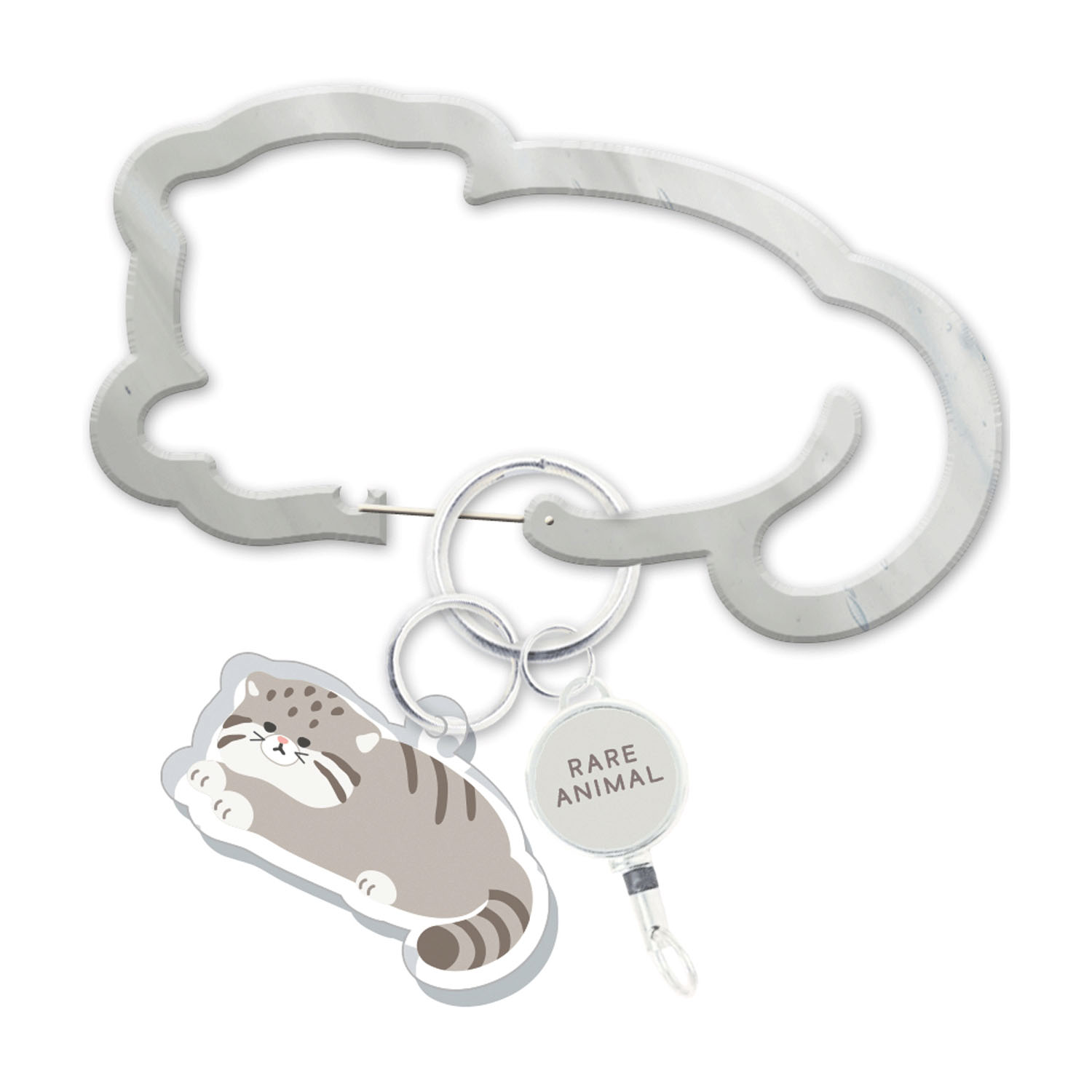 レアアニマル リール付きアクリルカラビナ マヌルネコ
