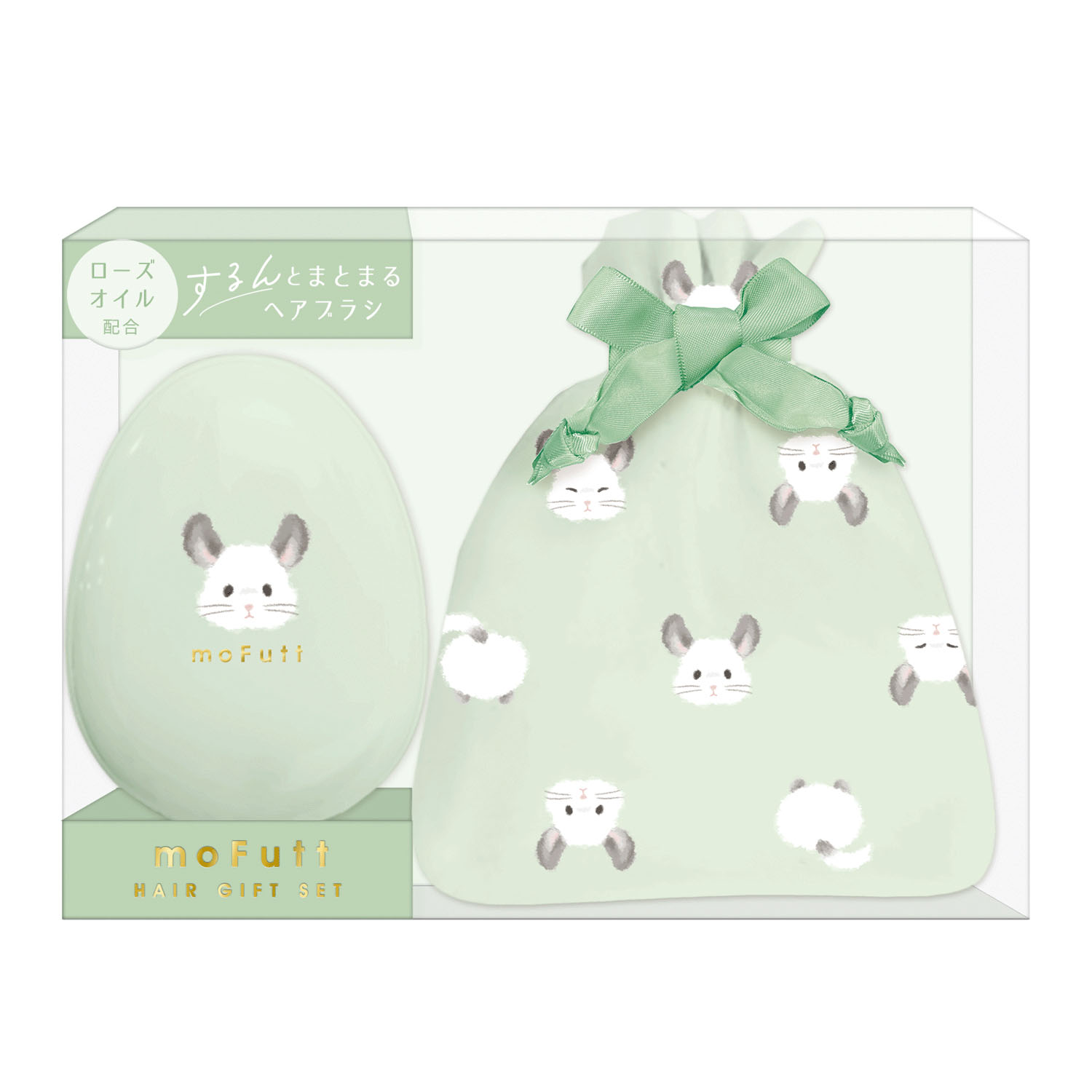 モフット ヘアブラシ＆巾着 ちんちら - 画像1