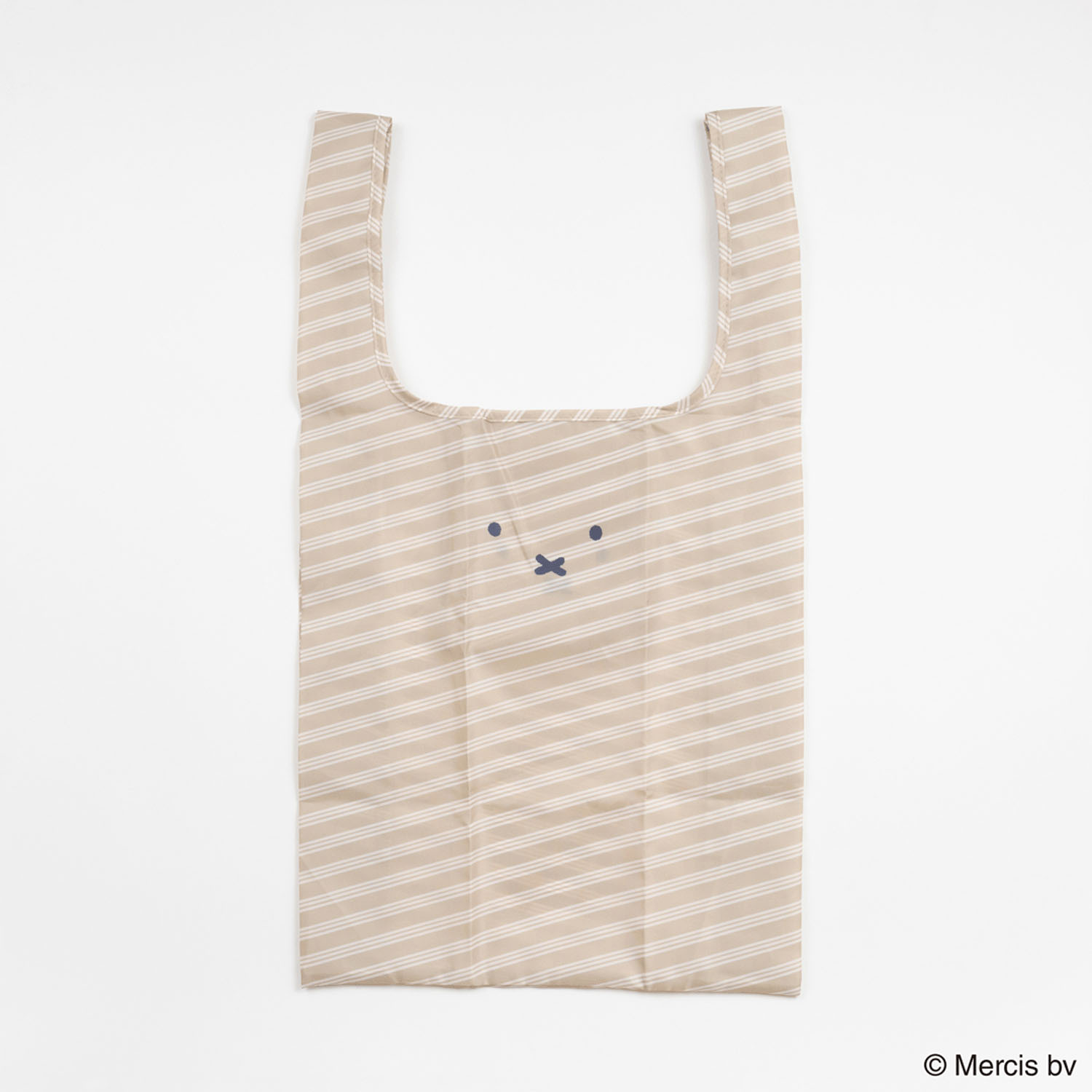 ミッフィー ショッピングバッグS フェイスストライプ ベージュ - 画像1