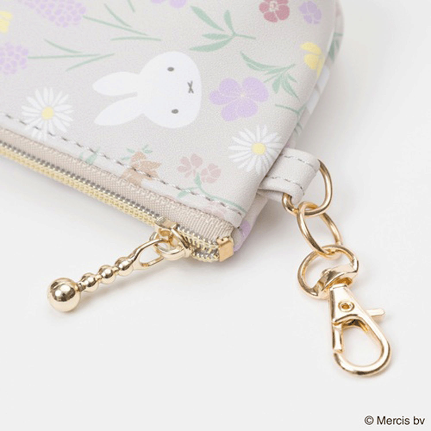 ミッフィー フローラルパターン マイクロ台形ポーチ ベージュ - 画像2