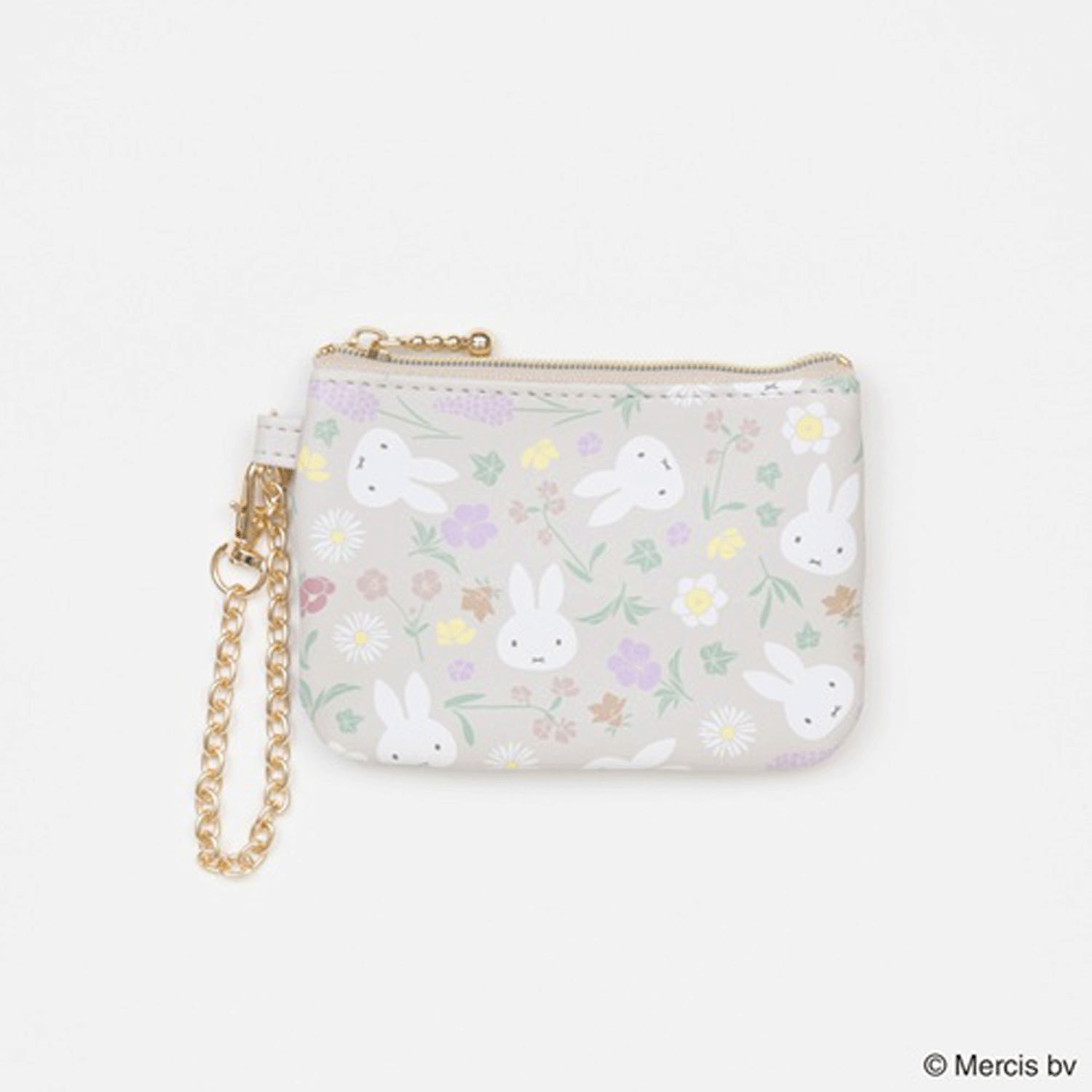 ミッフィー フローラルパターン コイン＆パスケース ベージュ - 画像1