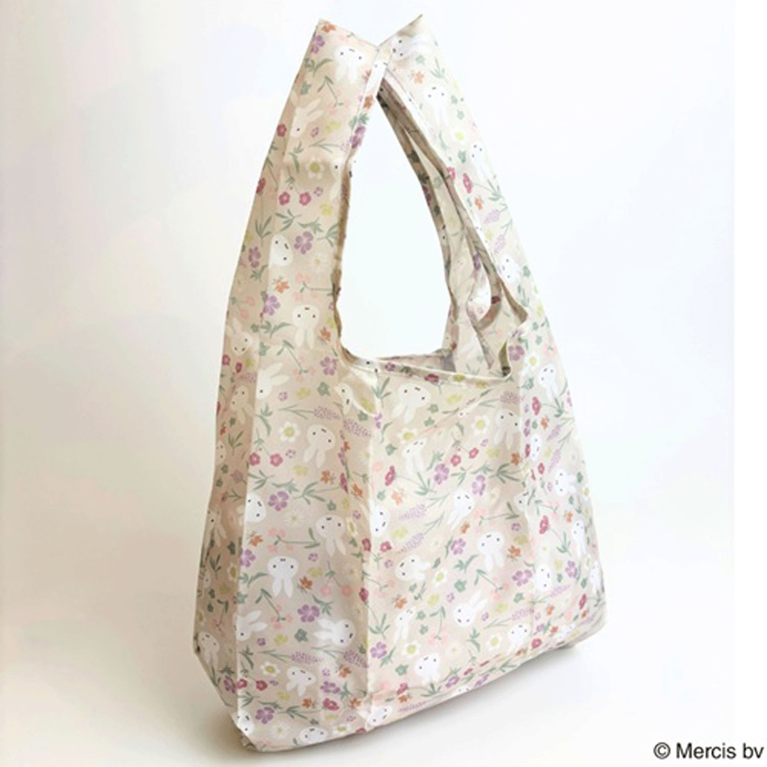 ミッフィー フローラルパターン ショッピングバッグS  ベージュ - 画像2