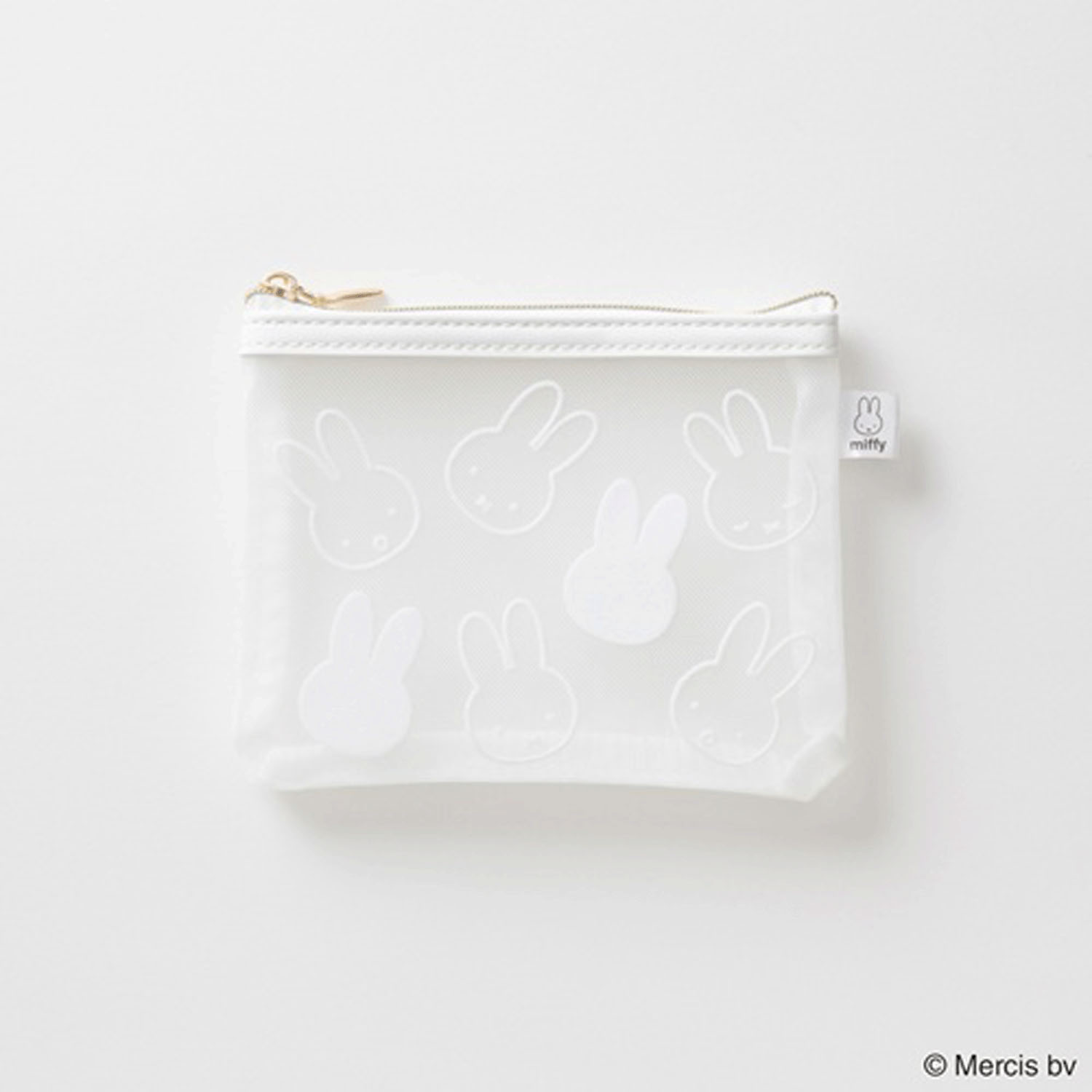 ミッフィー フロッキー ミニフラットポーチ ホワイト