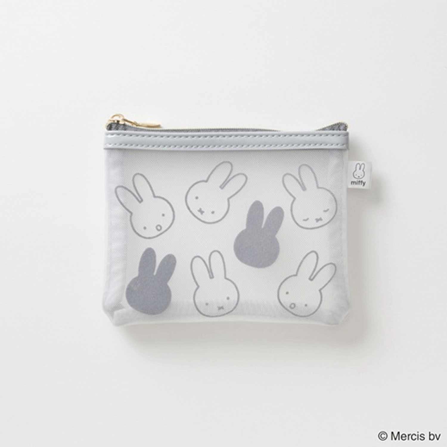 ミッフィー フロッキー ミニフラットポーチ グレー - 画像1
