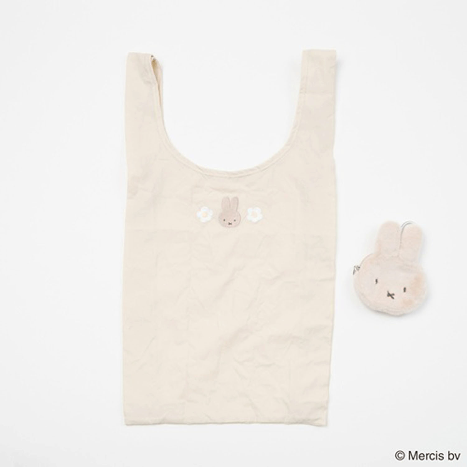 ブルーナ コンパクト ポーチ付きショッピングバッグ ミッフィー（ベージュ） - 画像1