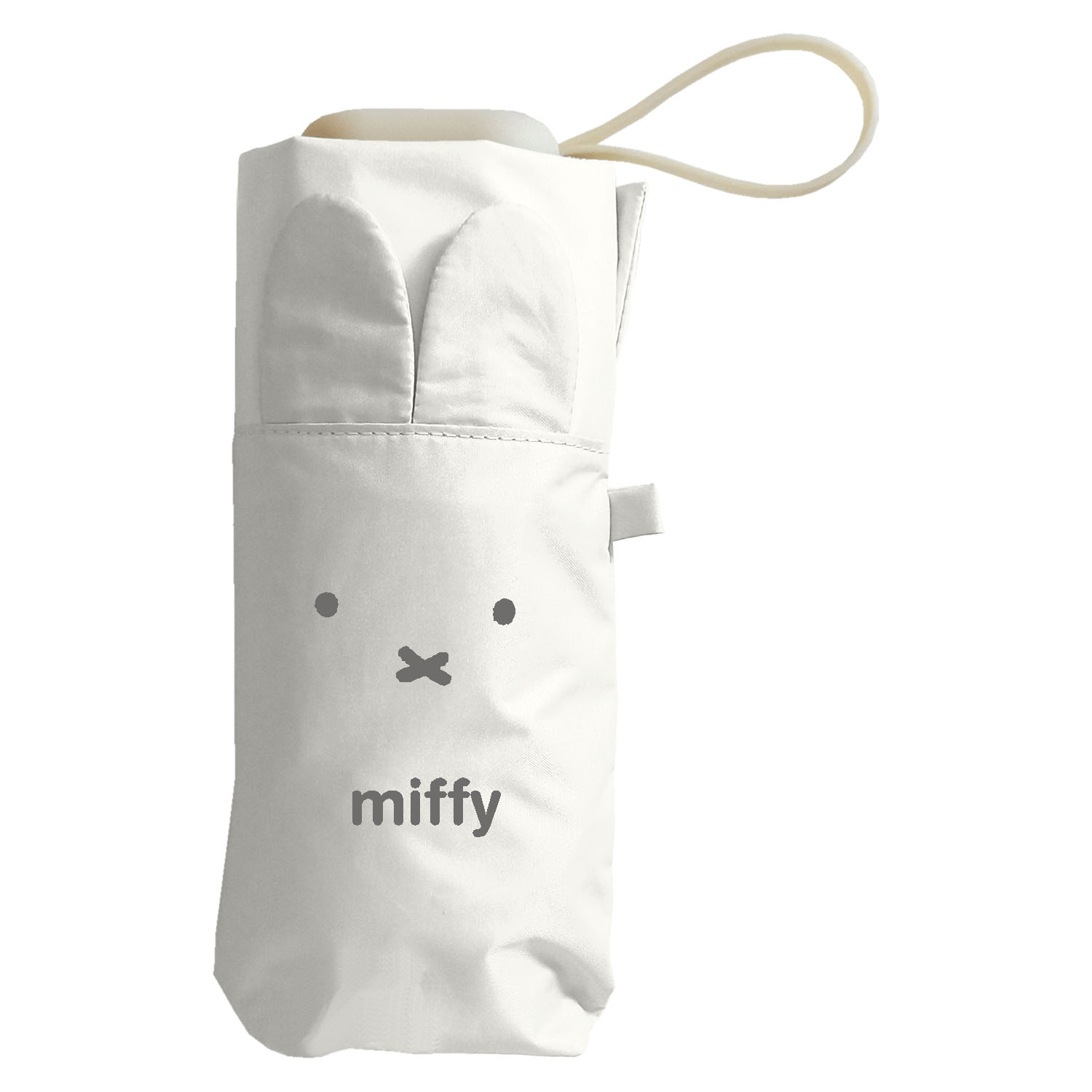 ミッフィー 1級遮光晴雨兼用 超コンパクト折りたたみ傘 5段角型耳付き 白 - 画像4