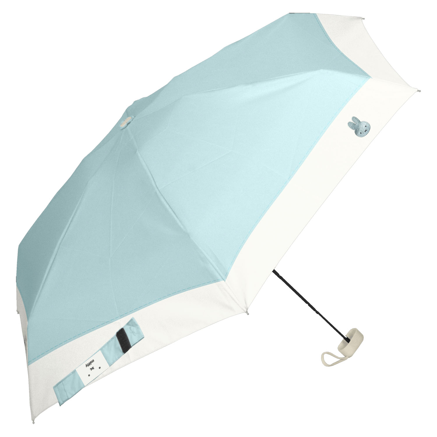 ミッフィー 1級遮光晴雨兼用 超コンパクト折りたたみ傘 5段角型 水色