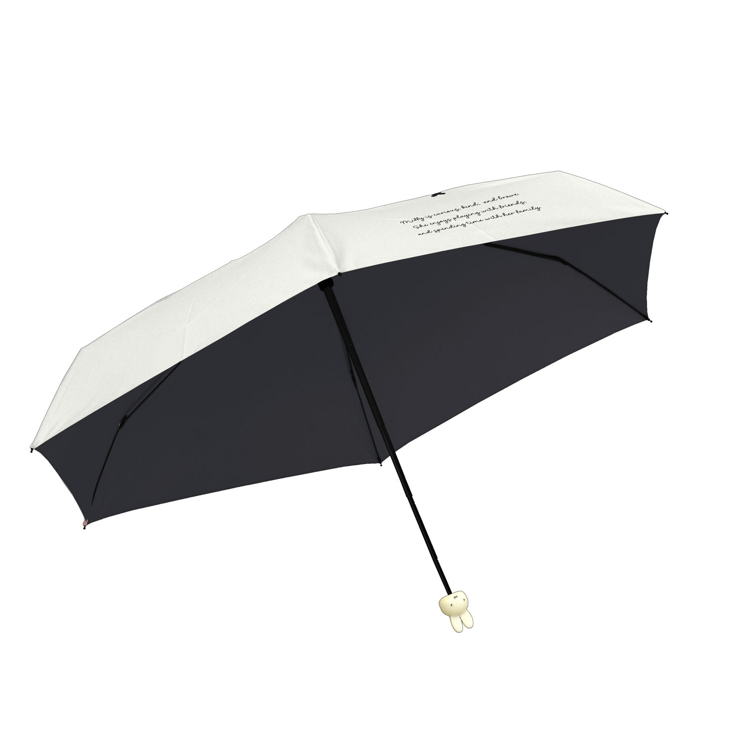 ミッフィー 1級遮光晴雨兼用 超コンパクト折りたたみ傘 5段丸型顔手元 白 - 画像2