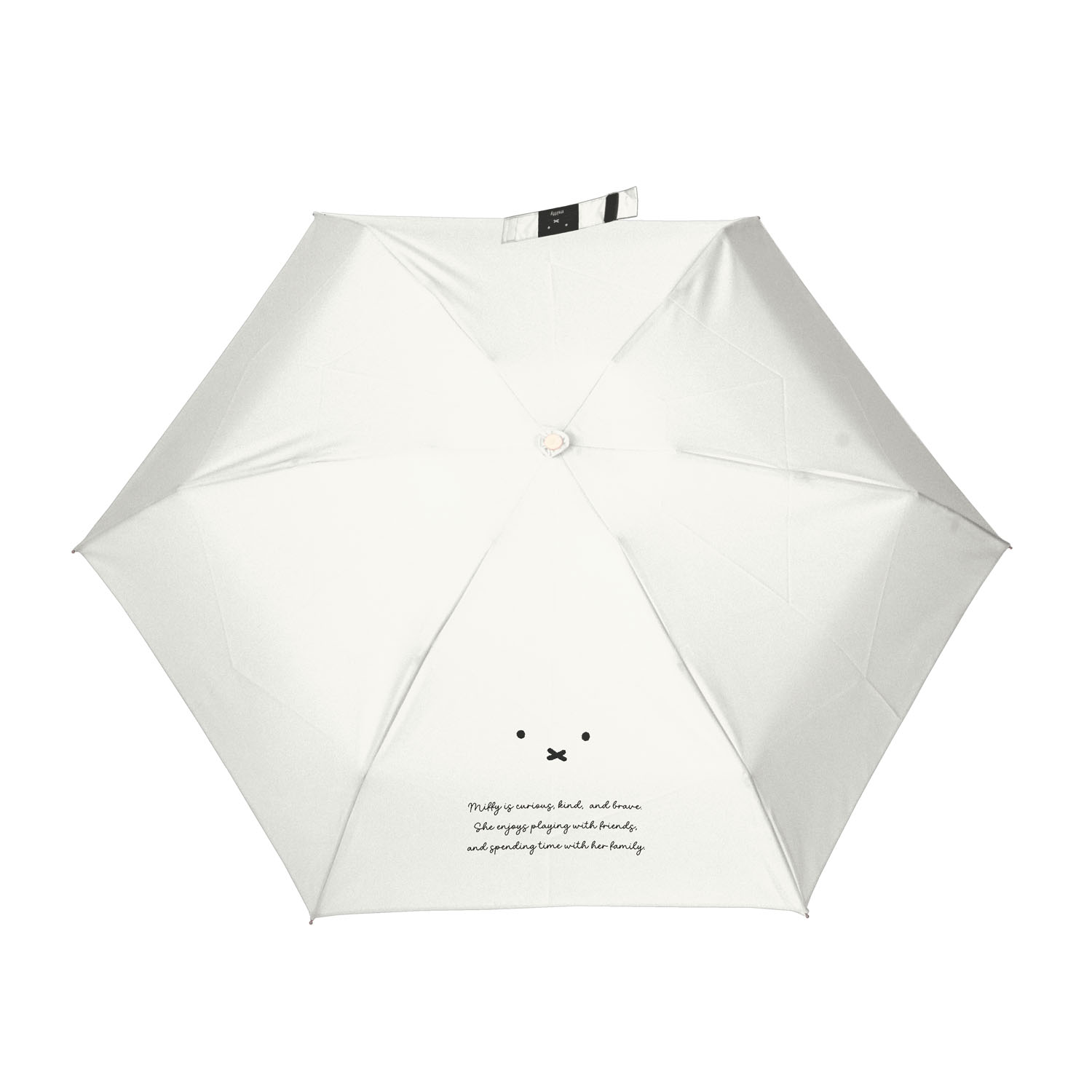 ミッフィー 1級遮光晴雨兼用 超コンパクト折りたたみ傘 5段丸型顔手元 白 - 画像3