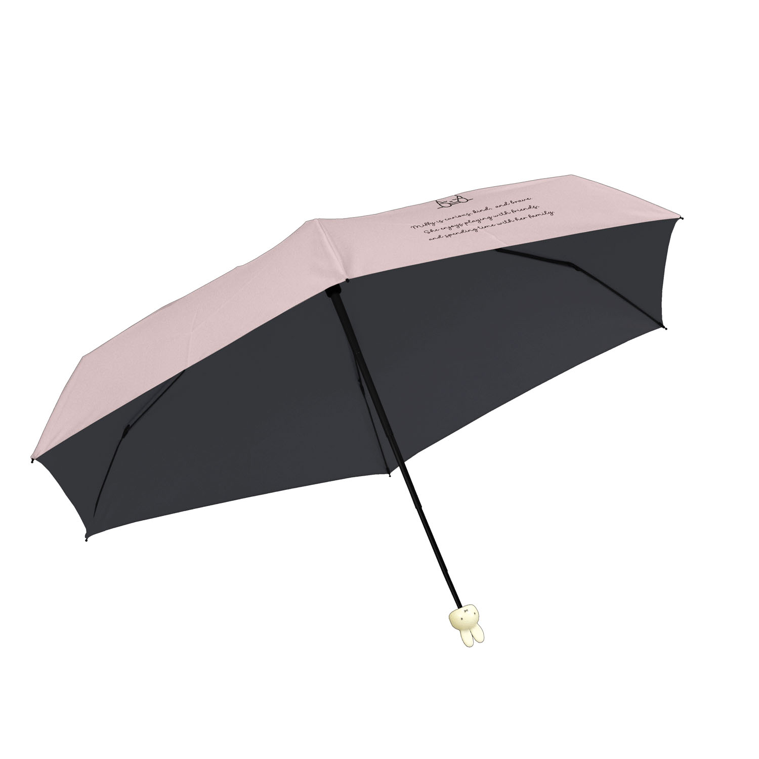 ミッフィー 1級遮光晴雨兼用 超コンパクト折りたたみ傘 5段丸型顔手元 ピンク - 画像2