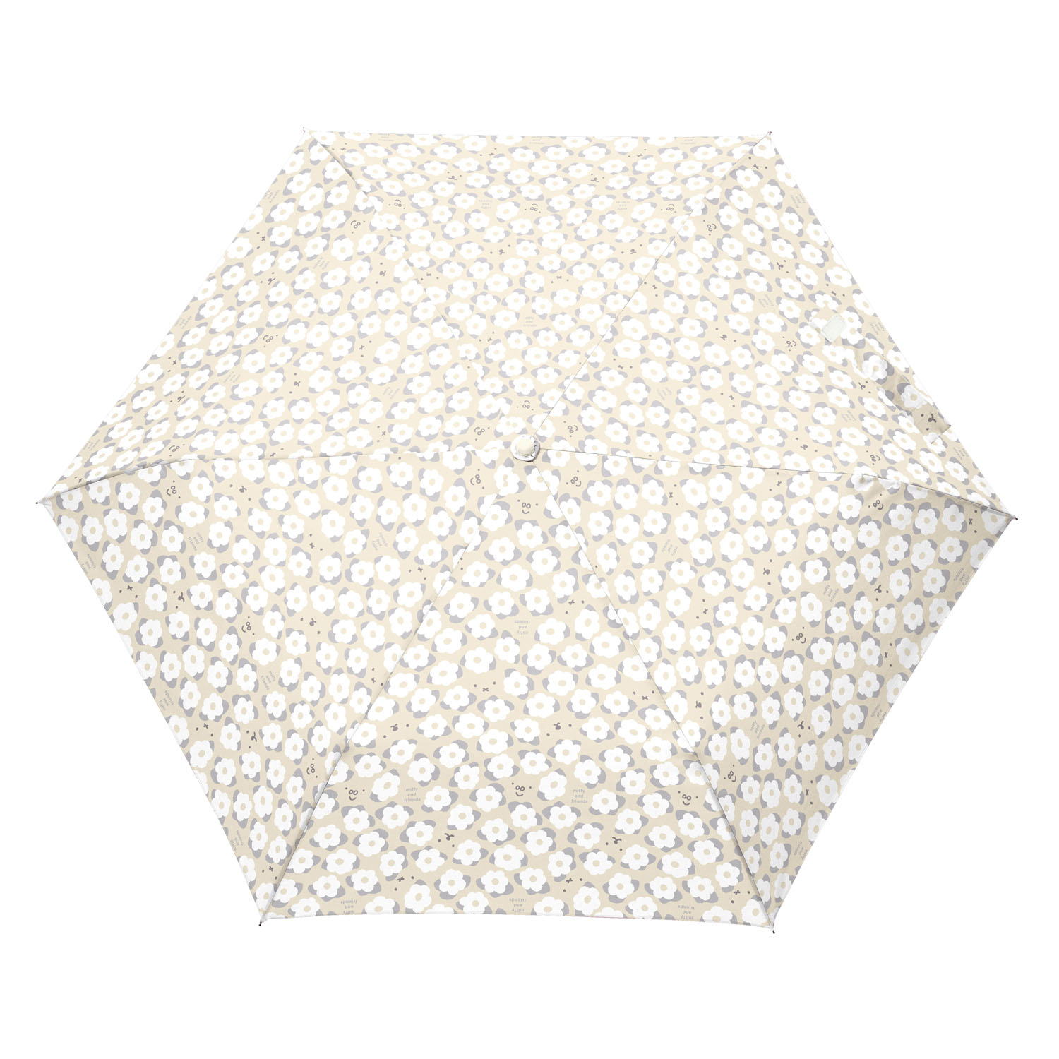 ミッフィー コンパクト折りたたみ傘 ミッフィーハンドル ベージュフラワー柄 - 画像2
