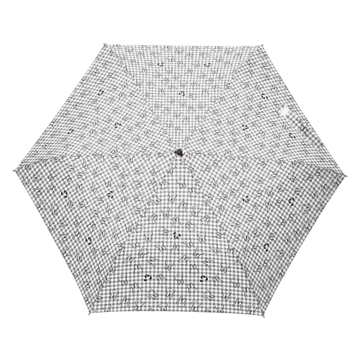 ミッフィー コンパクト折りたたみ傘 ミッフィーハンドル ギンガム柄 - 画像2