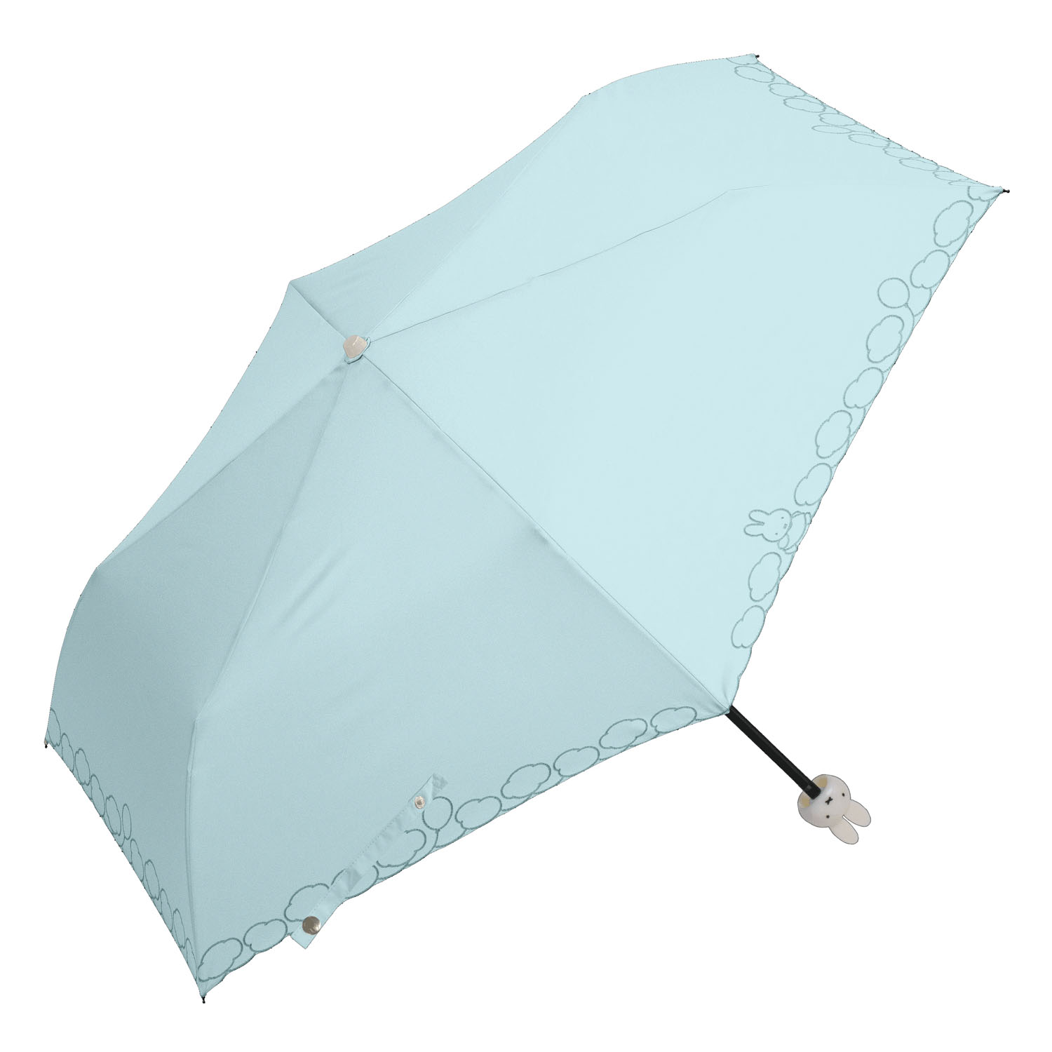 ミッフィー 1級遮光晴雨兼用コンパクト折傘 ミッフィーハンドル＆刺繍タイプ 刺繍miffy and balloon - 画像1