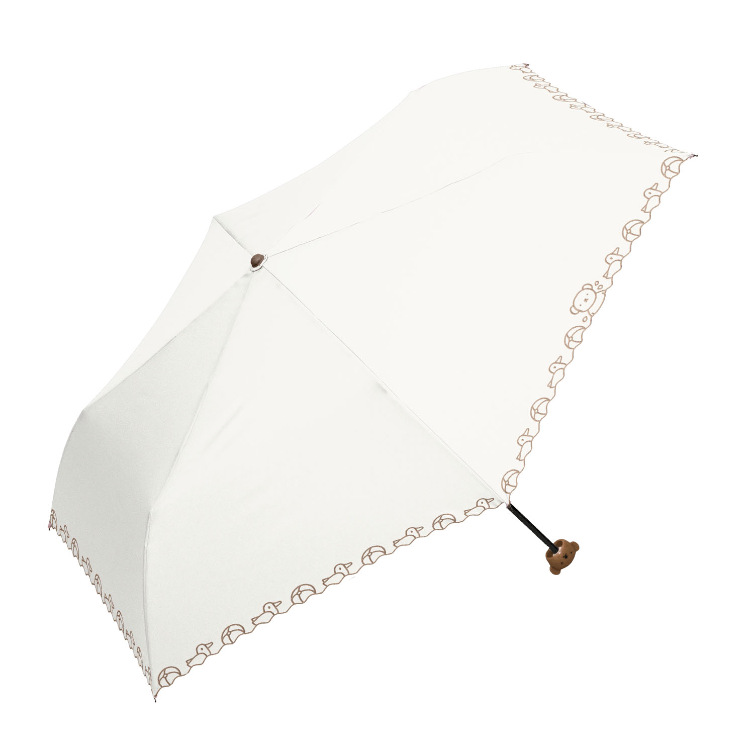 ミッフィー 1級遮光晴雨兼用コンパクト折傘 ミッフィーハンドル＆刺繍タイプ 刺繍ポリス - 画像1