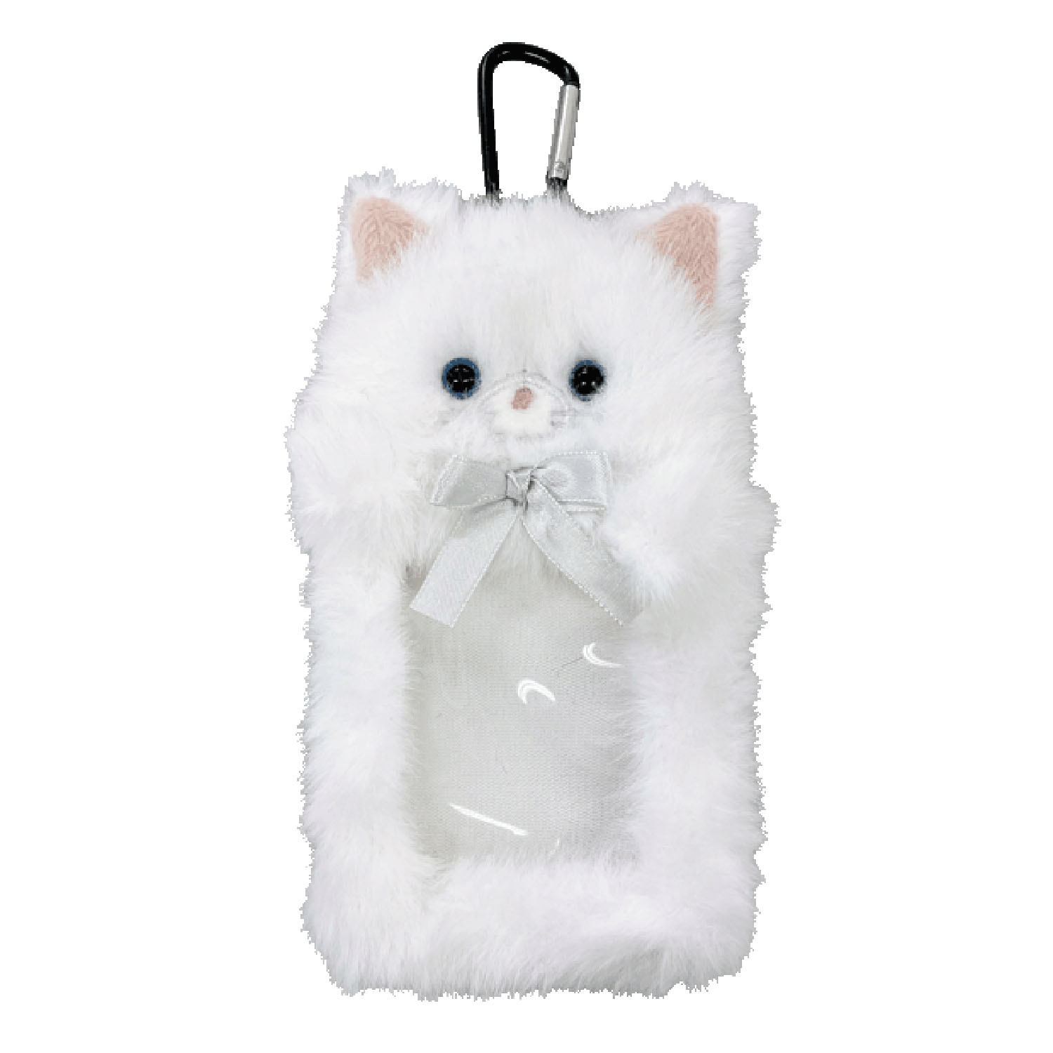 リール付きカードケース ネコ ホワイト