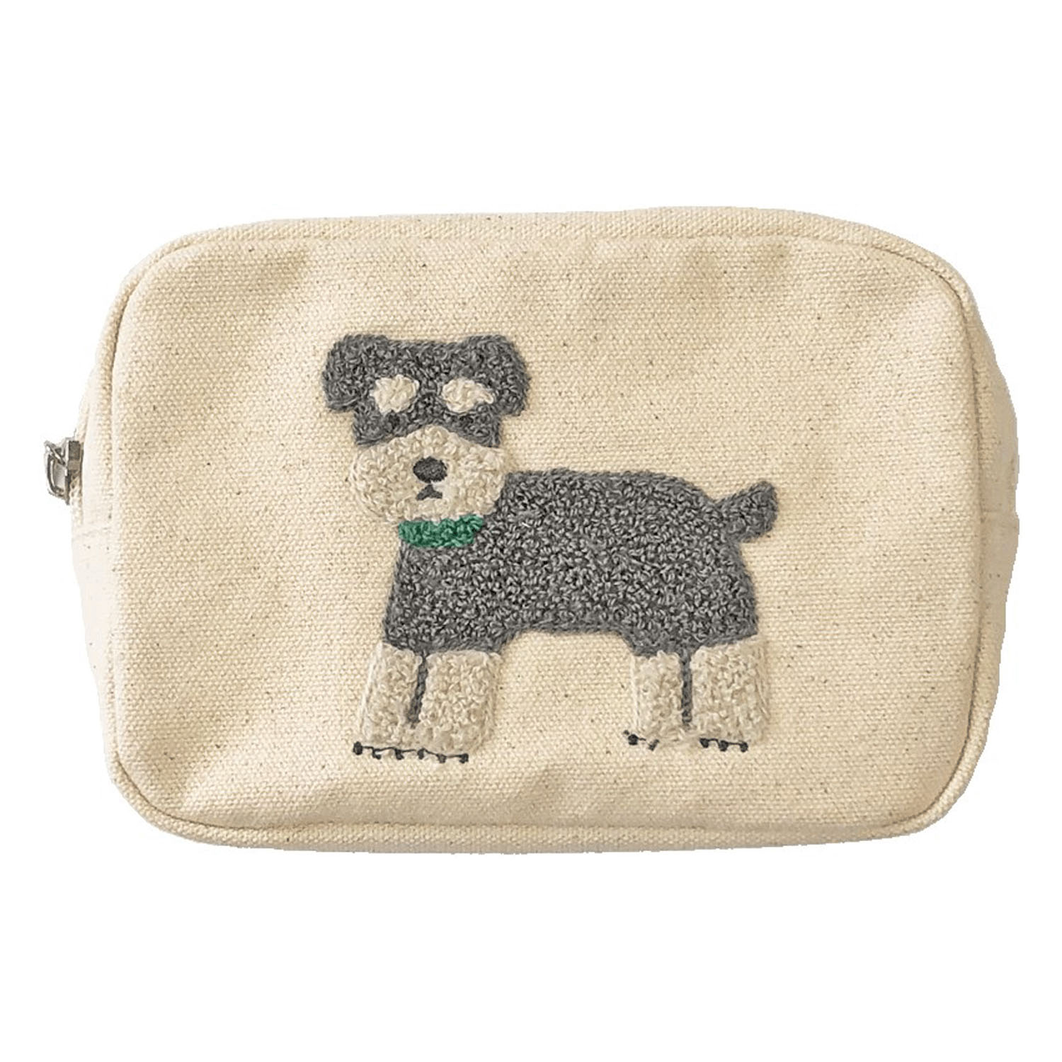 アニマルサガラ刺繍ポーチ シュナウザー アイボリー - 画像1