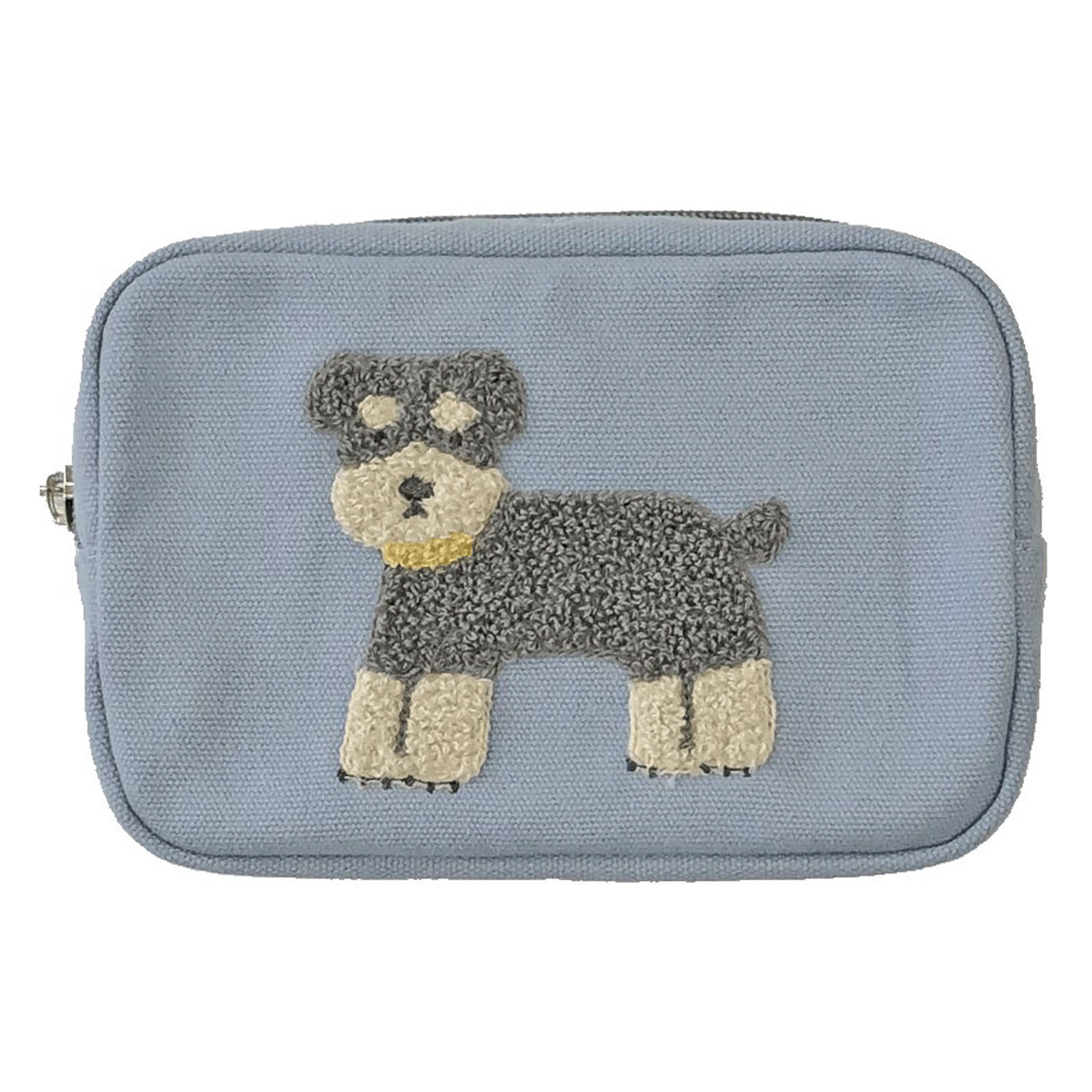 アニマルサガラ刺繍ポーチ シュナウザー ブルー - 画像1