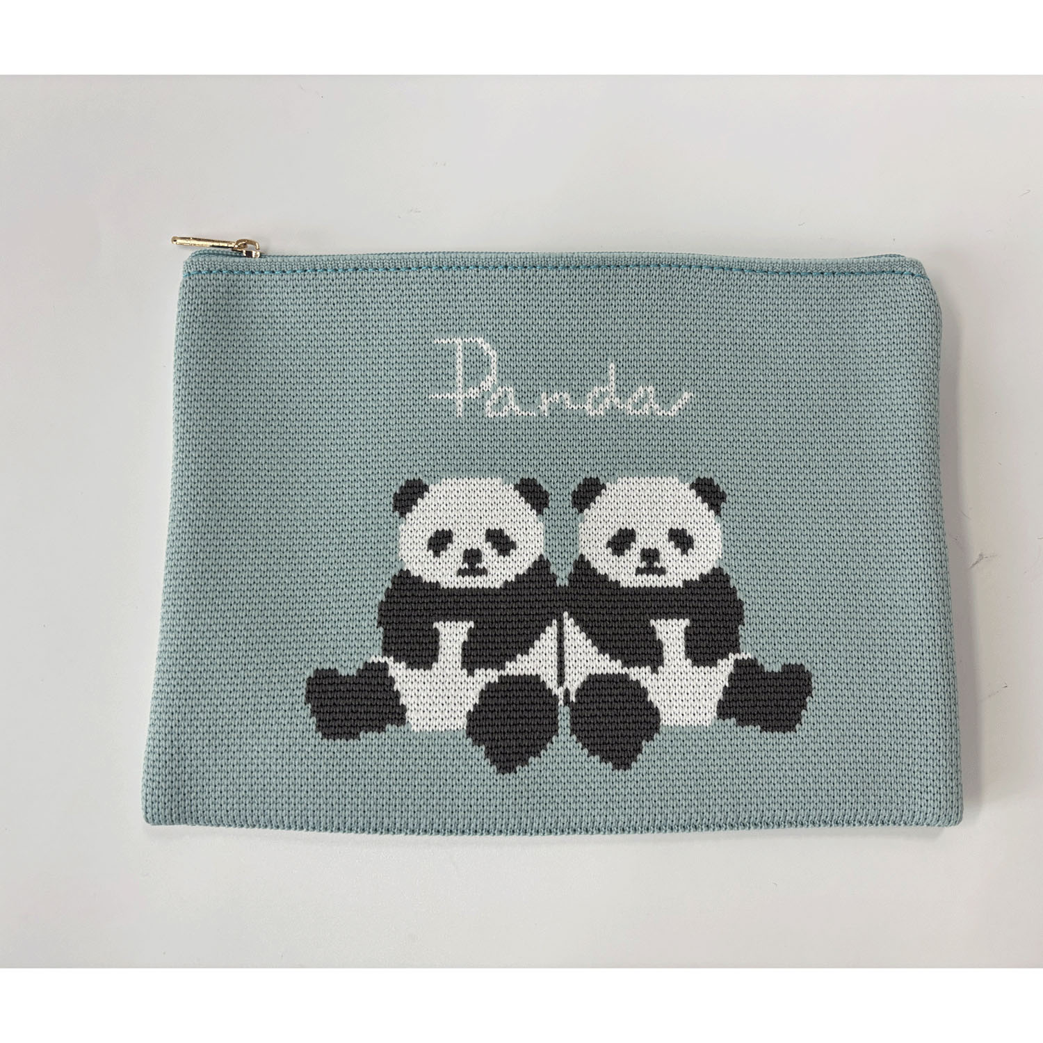 ニットポーチ 仲良しパンダ - 画像1