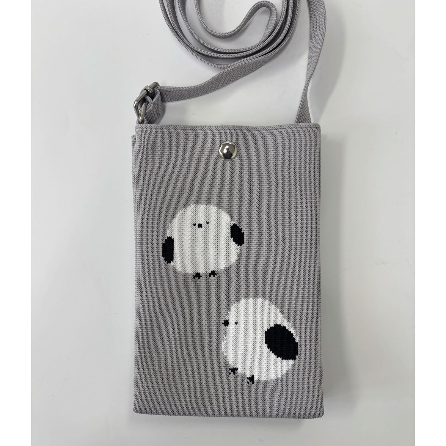 ニットショルダーバッグ シマエナガグレー - 画像2