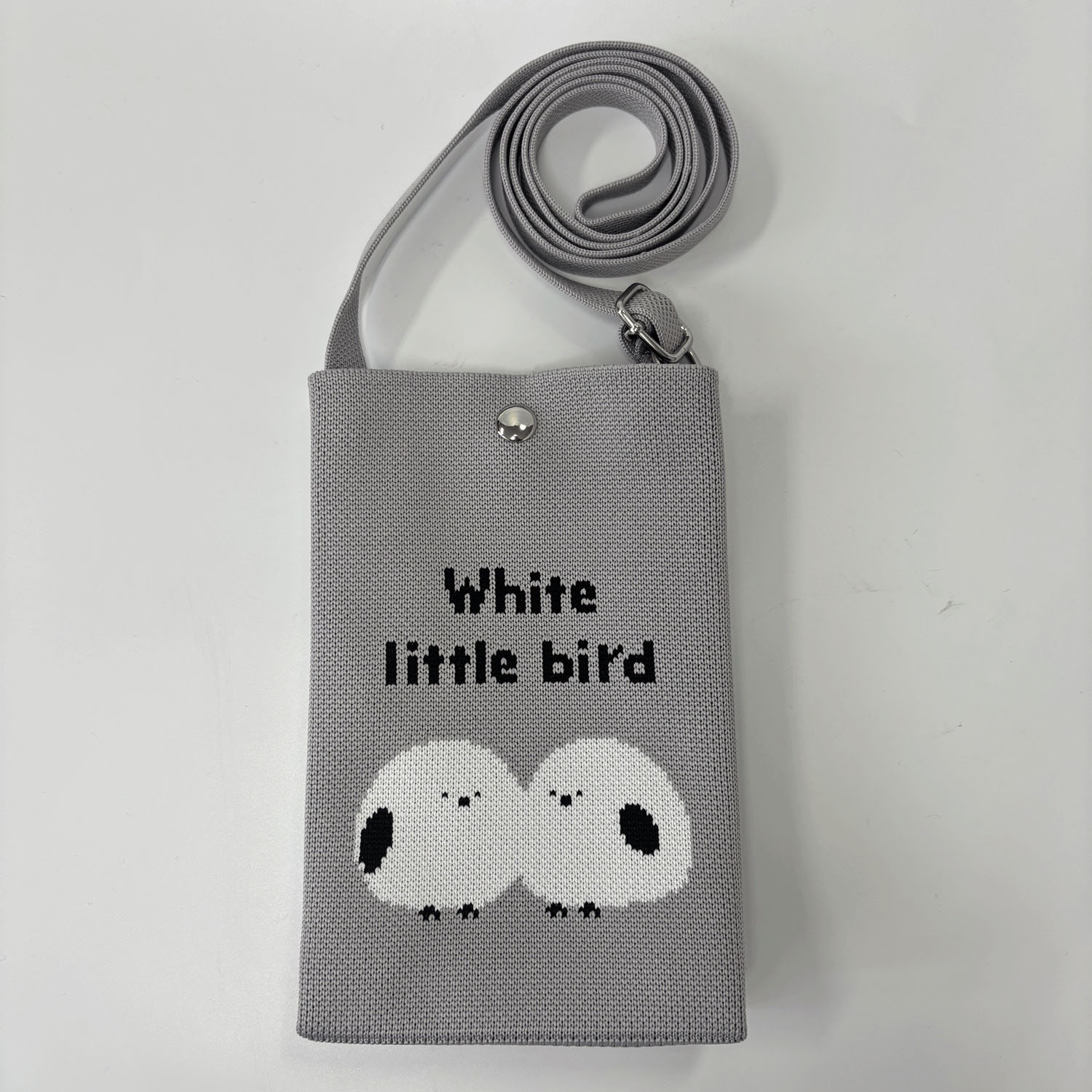 ニットショルダーバッグ シマエナガグレー - 画像1