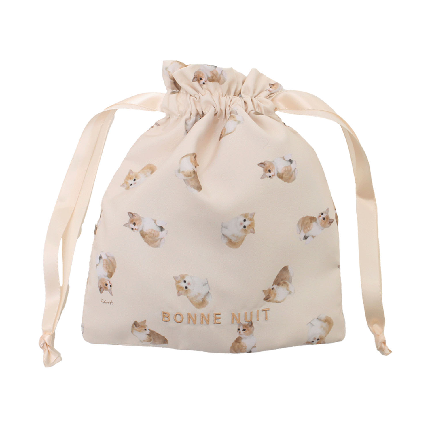 巾着ポーチ ネコ - 画像1