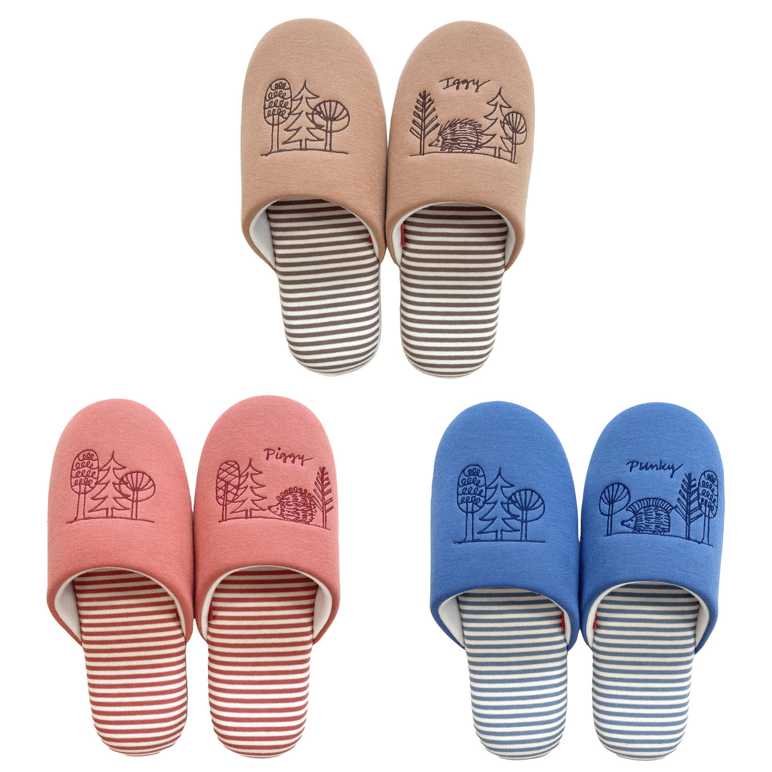 LISA LARSON  スリッパ 森のはりねずみ3兄弟 - 画像1