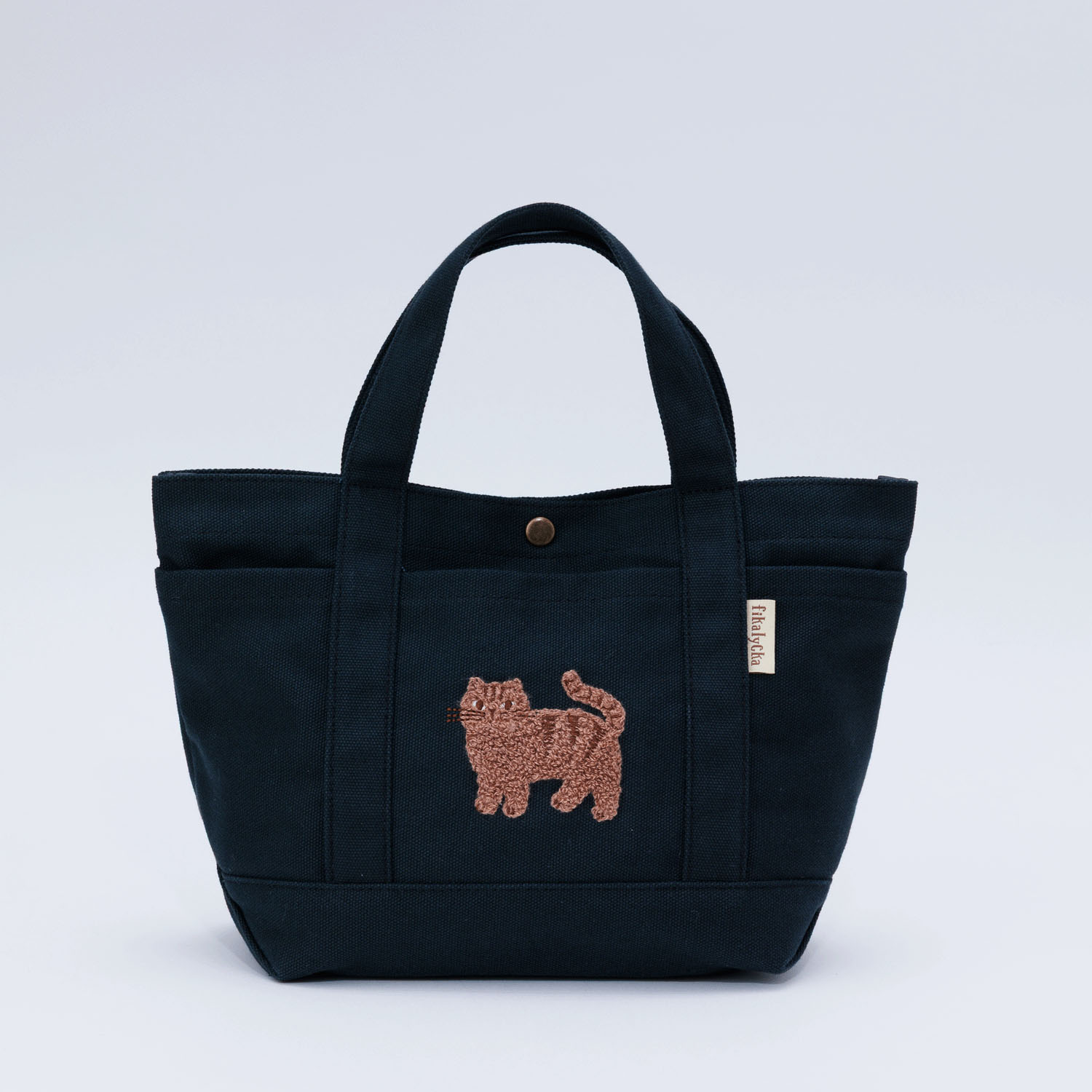 fikalycka 帆布トート サガラ刺繍 ブラック - 画像1