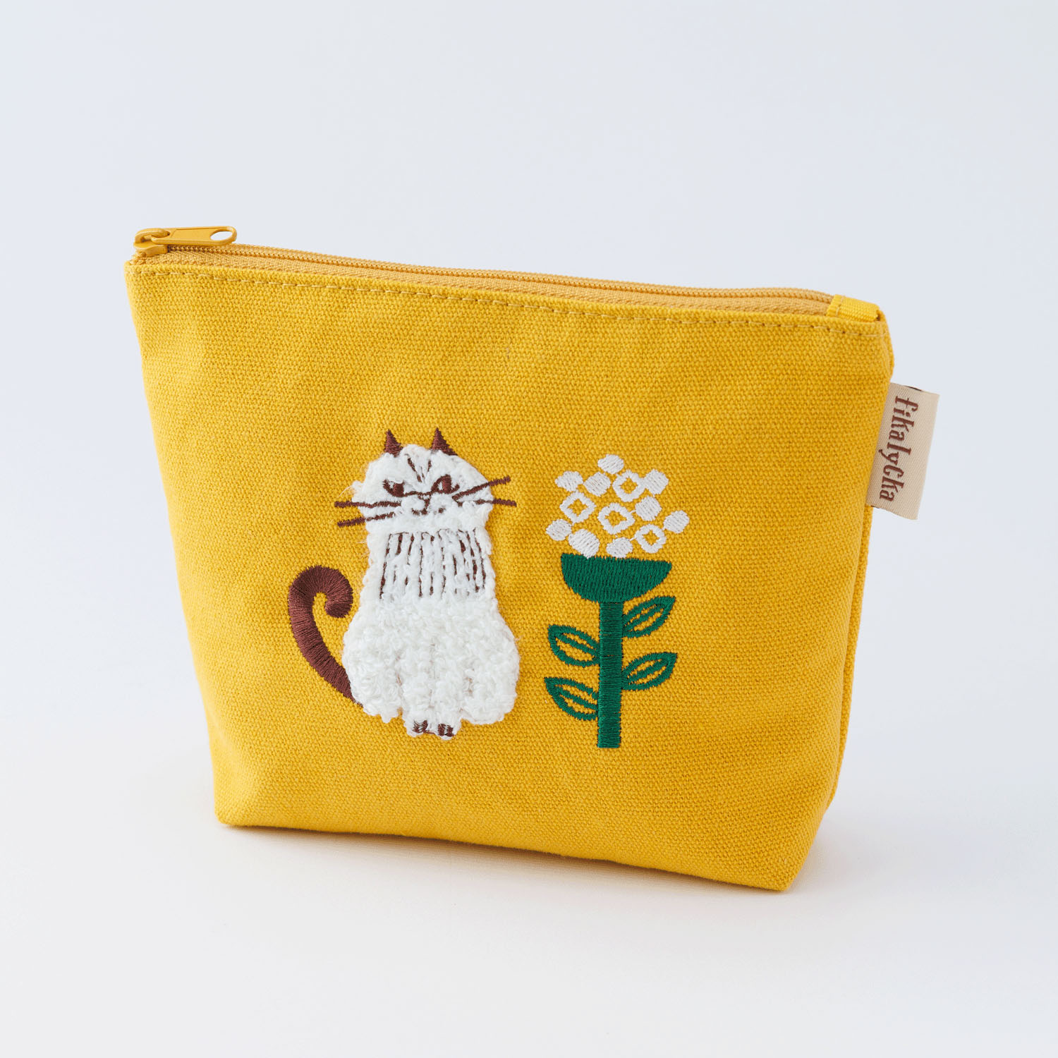 fikalycka 舟形ポーチ サガラ刺繍 イエロー - 画像1