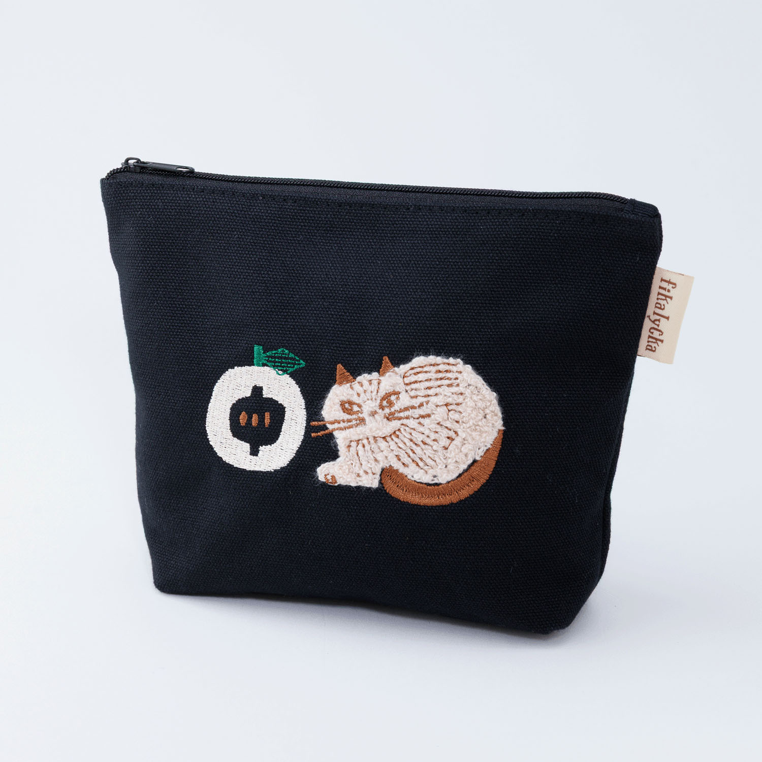 fikalycka 舟形ポーチ サガラ刺繍  ブラック - 画像1