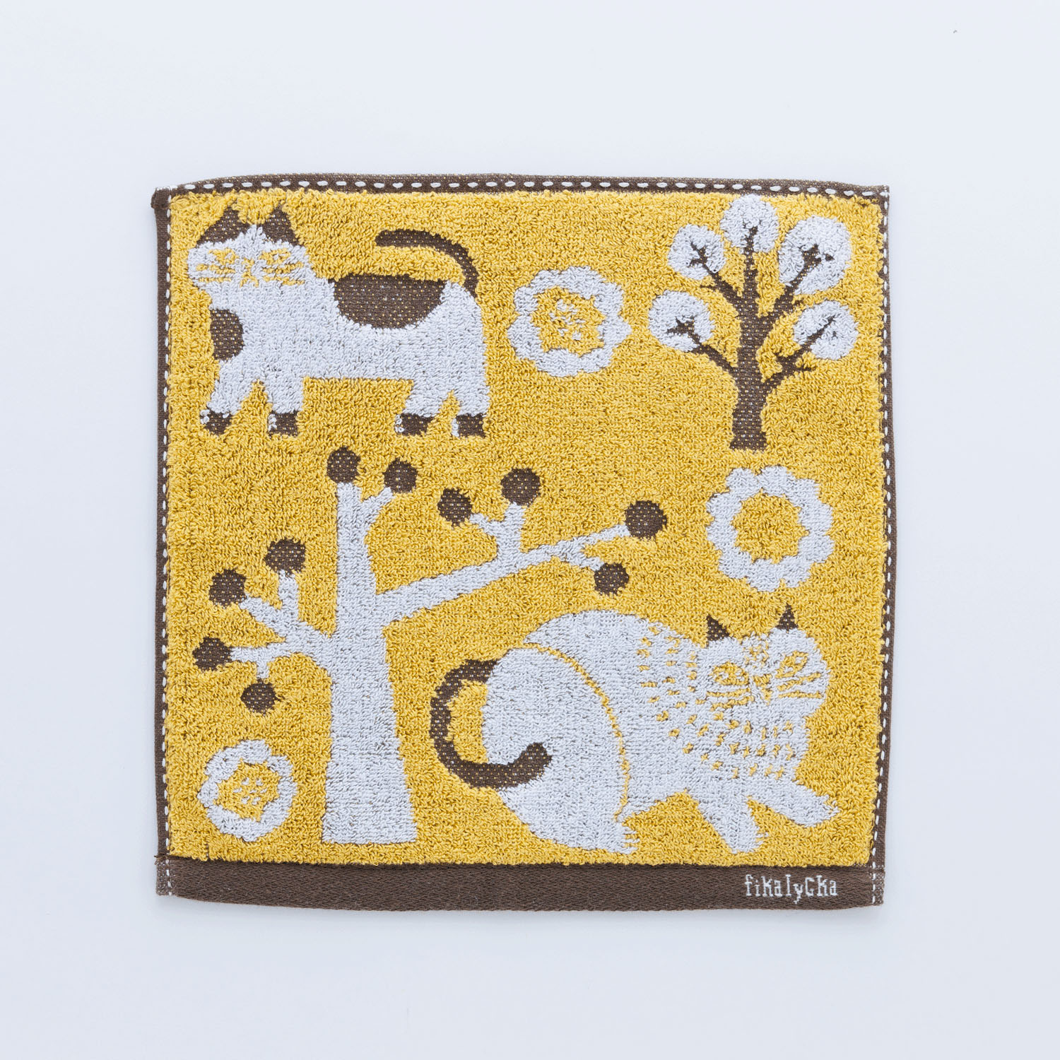 fikalycka ジャガードタオルハンカチ イエロー - 画像1
