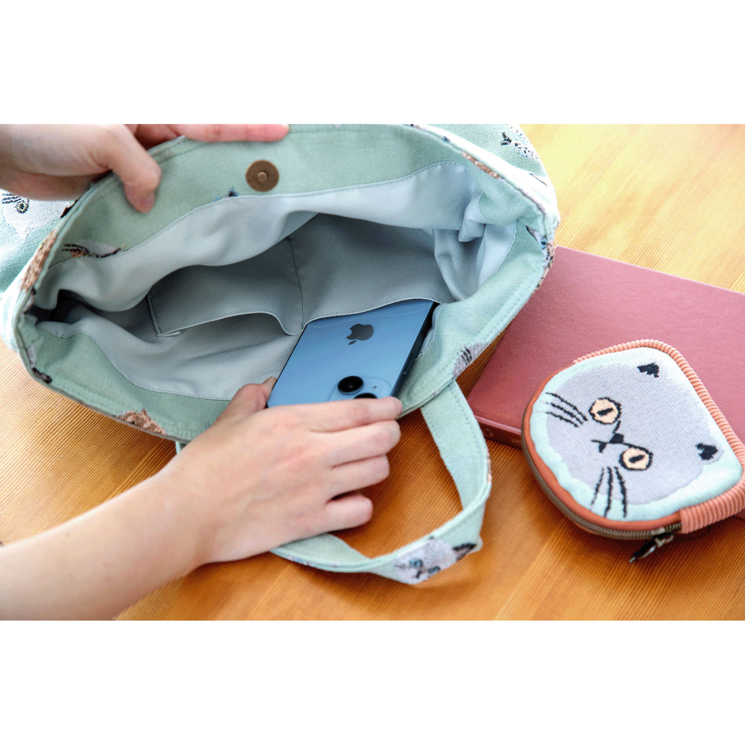 I LOVE CAT！トートバッグ  セージ - 画像3