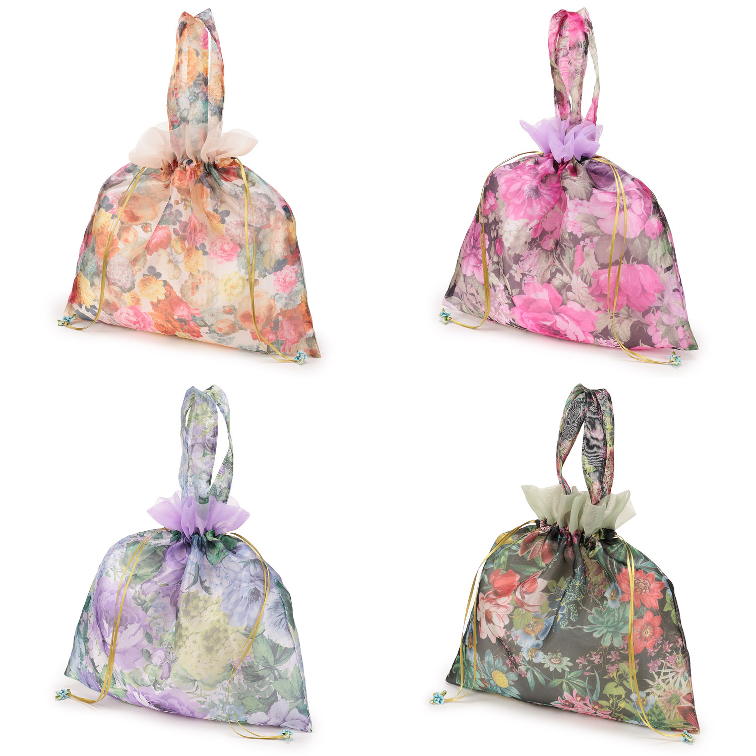 花柄巾着手提げ - 画像1