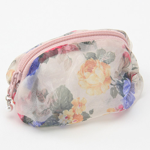 オーガンジー 俵型ミニポーチ （柄アソート5個組） - 画像3