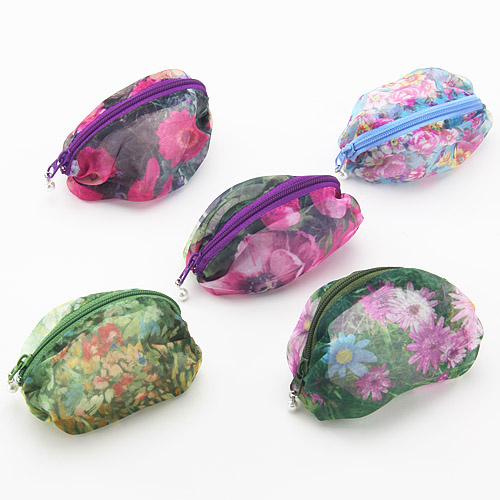 オーガンジー 俵型ミニポーチ （柄アソート5個組）