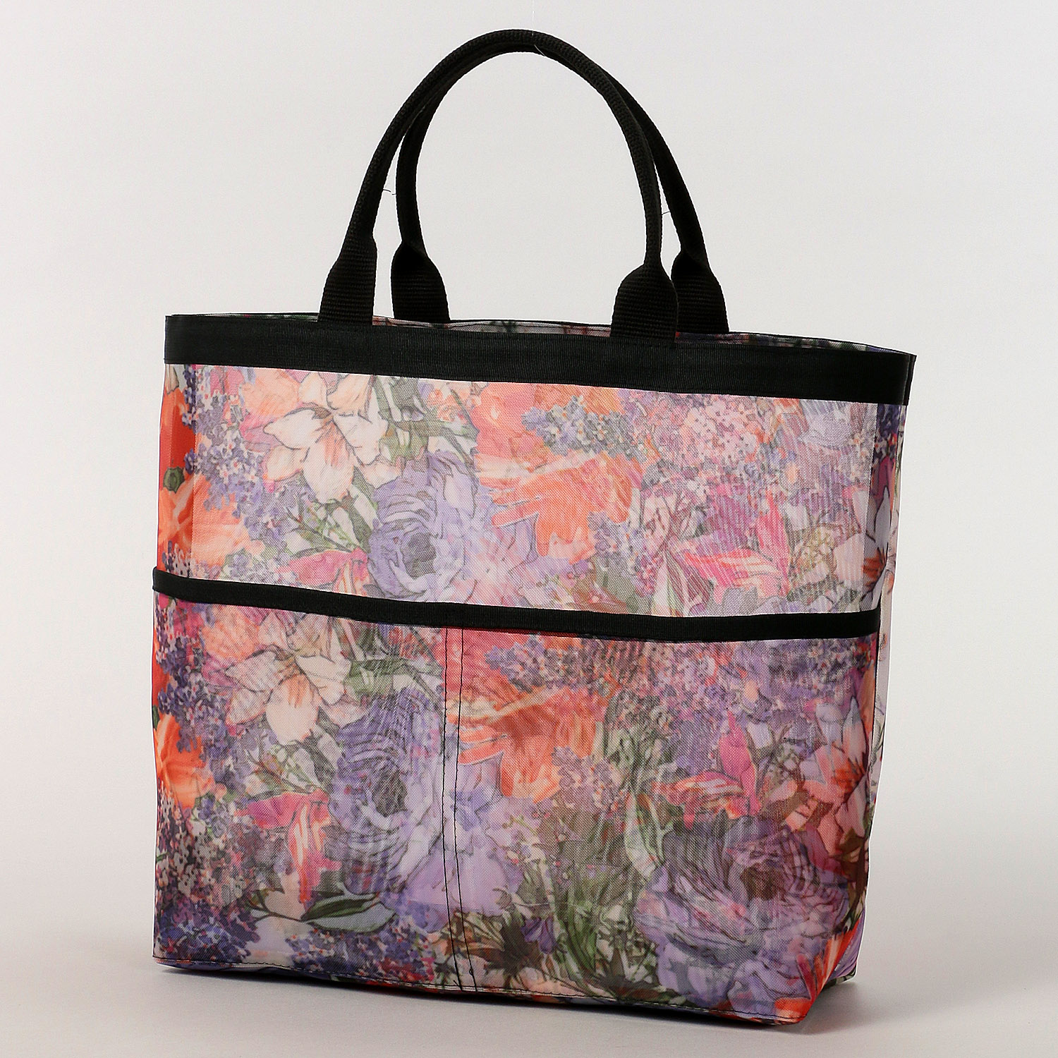 花柄メッシュ手提げバッグ 大 - 画像9