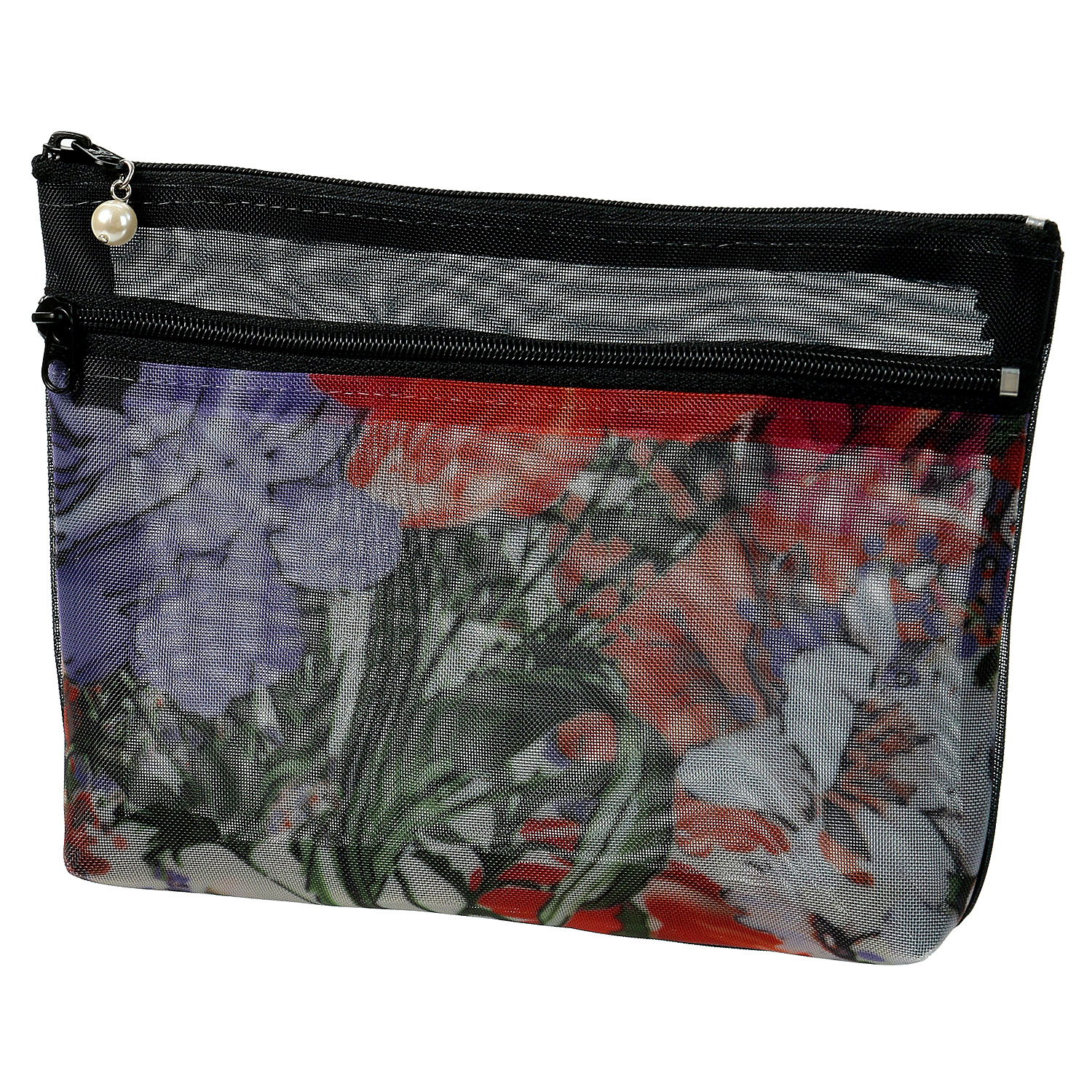 柄メッシュ 2段ファスナーポーチ 大 - 画像7