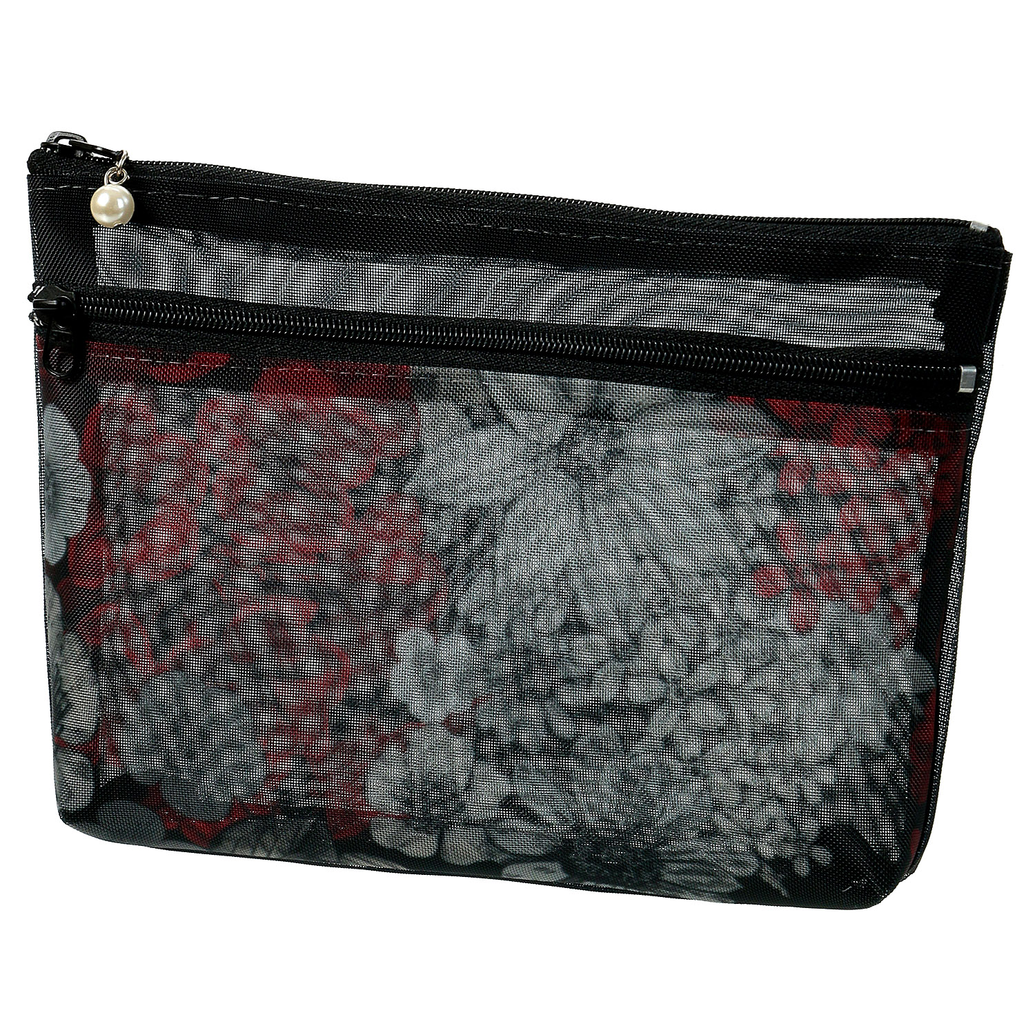 柄メッシュ 2段ファスナーポーチ 大 - 画像8