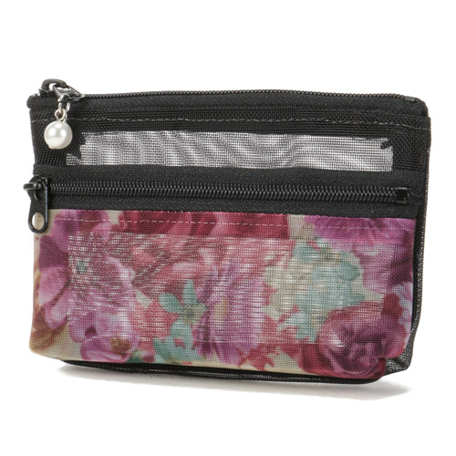 柄メッシュ 2段ファスナーポーチ 小 - 画像2