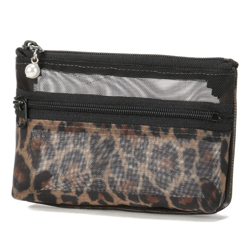 柄メッシュ 2段ファスナーポーチ 小 - 画像4